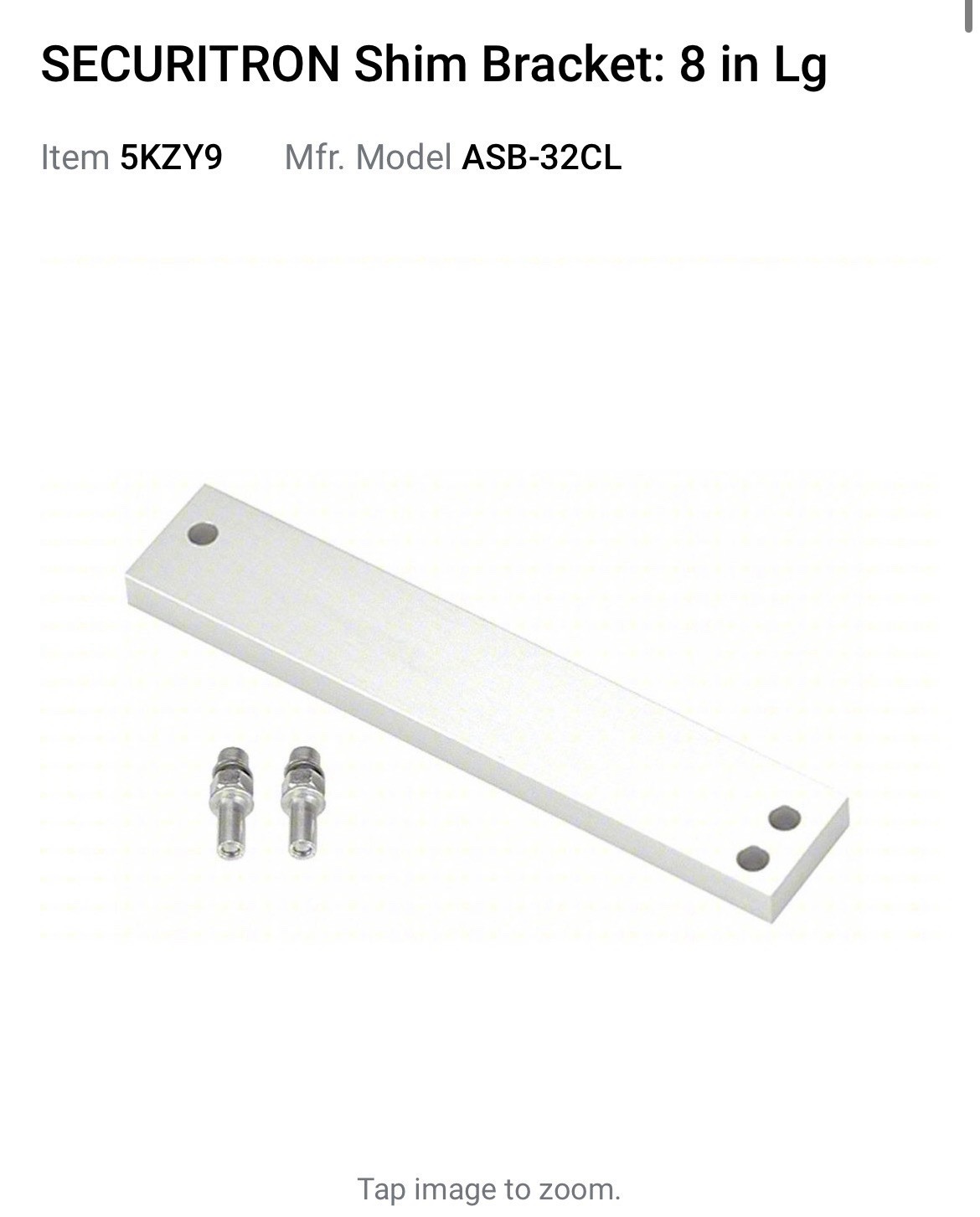 Securitron Assa abloy Aluminum Spacer Bracket Model 32, Clear