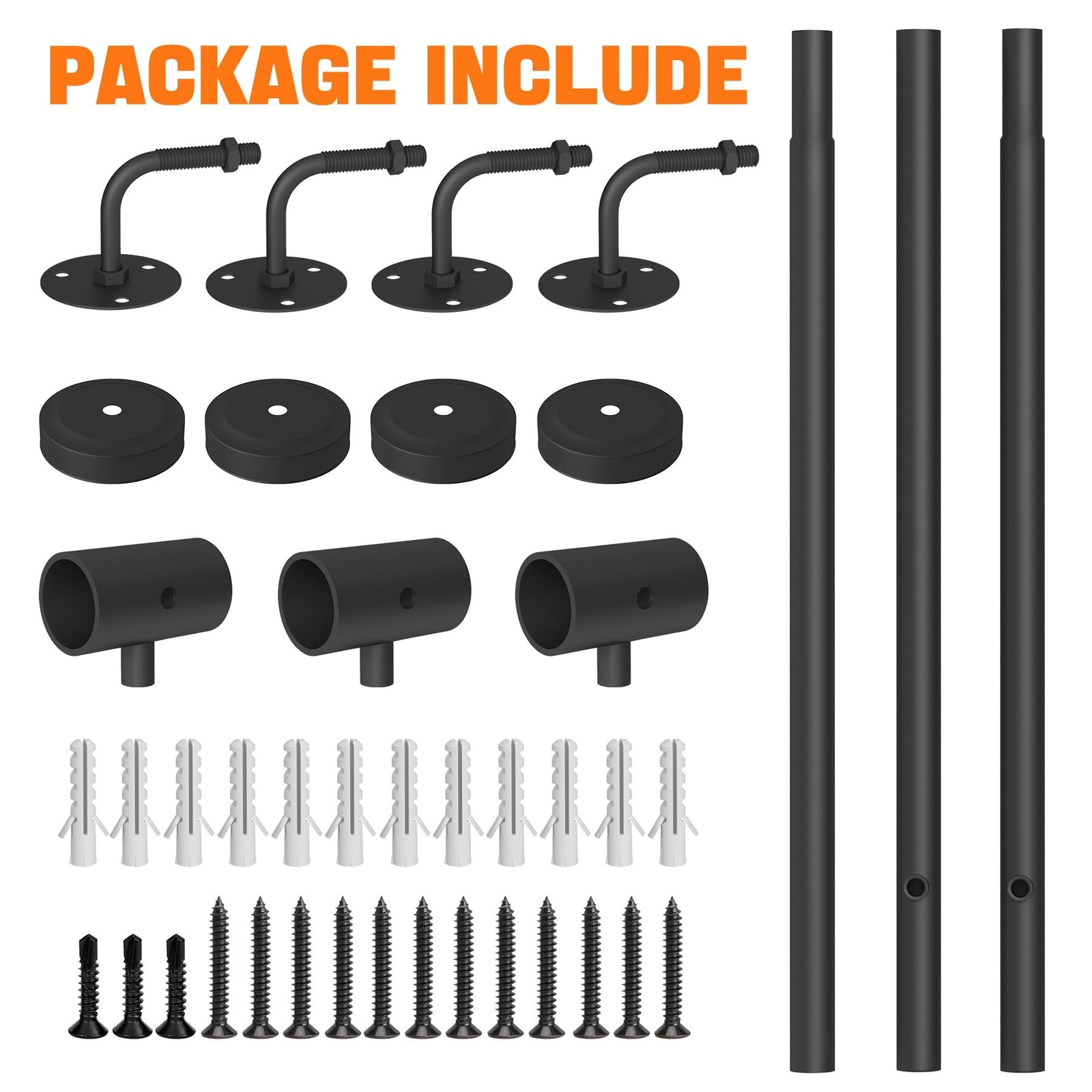 8FT Metal Stair Handrail Indoor Outdoor 440LBS Capacity Railing