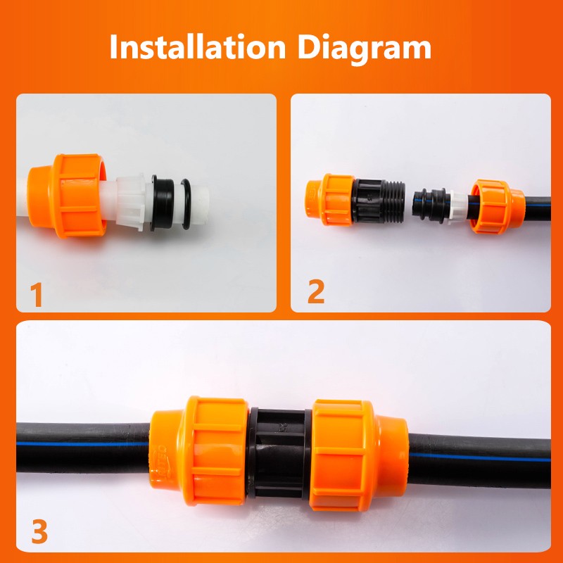 Compression Coupling PE Pipe Fitting Connector Straight Tee Elbow Valve 20-63mm