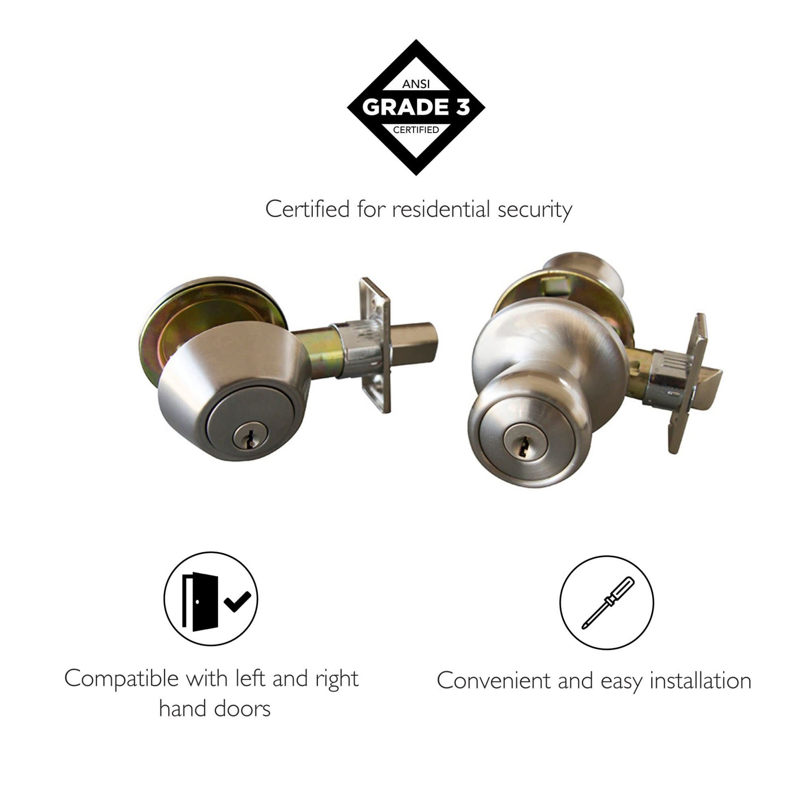 Design House Terrace Metal Entry Door Knob and Deadbolt in Satin Nickel/Silver