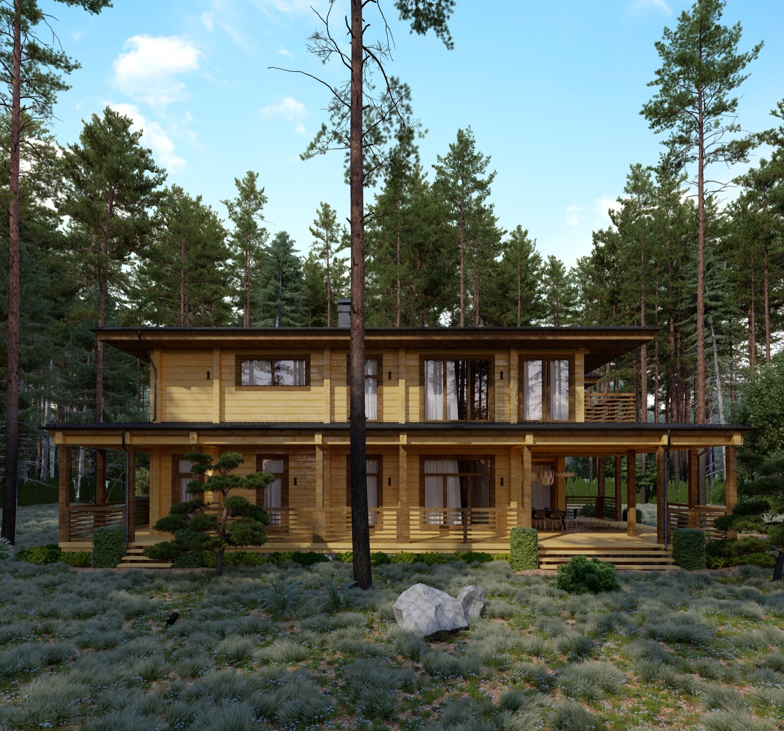 2917 SQ.FT ECO SOLID TIMBER AIRTIGHT PANEL HOUSE KIT. MASS WOOD CLT HOME, PREFAB