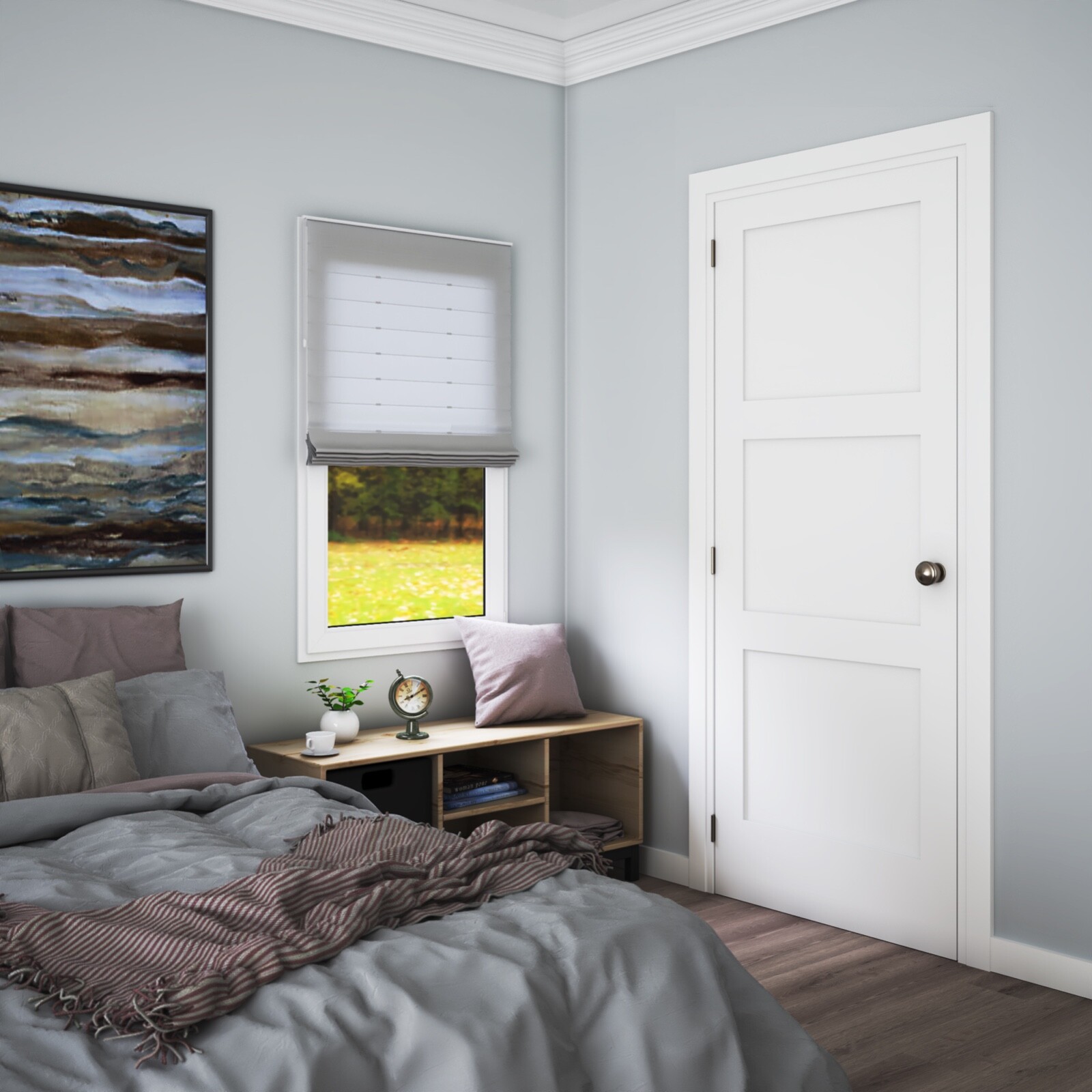 Prehung 3 Flat Panel Equal Primed Mission Stile/Rail Solid Core Doors 8ft Height