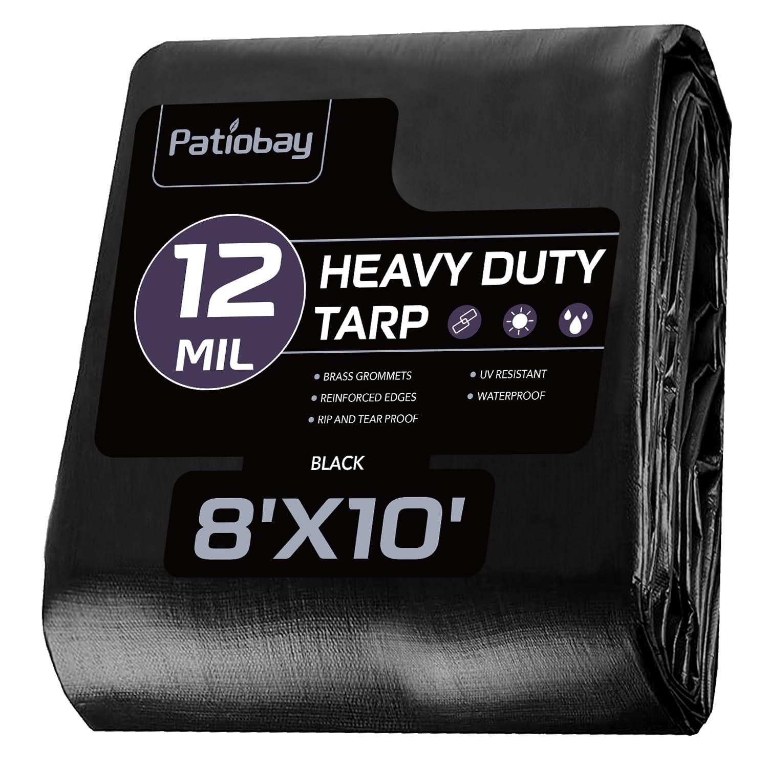 Tarp 8x10FT, 12 Mil, Heavy Duty Waterproof Tarps with Grommets Every 23.6″, 4…