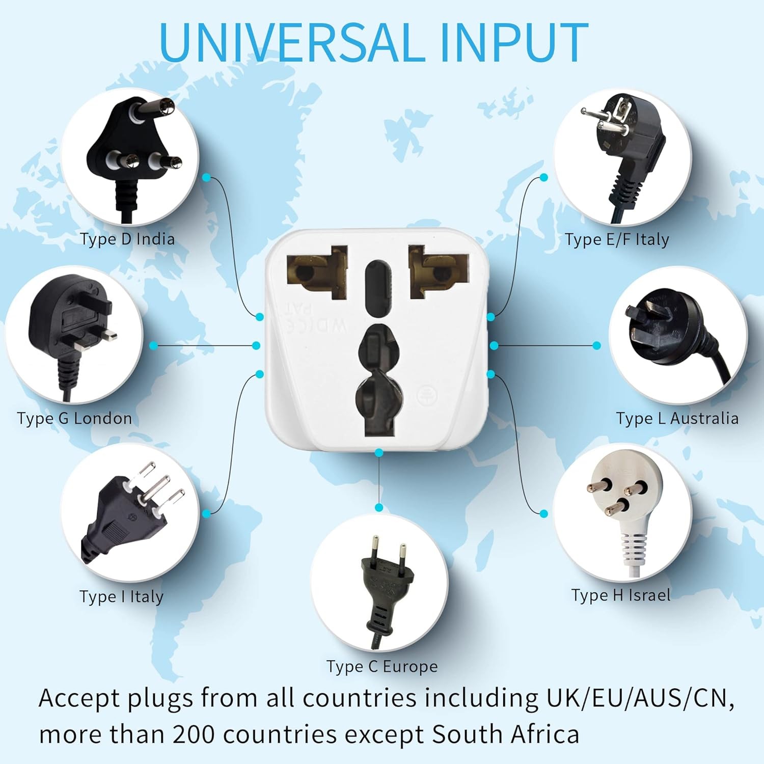 UK to US Travel Adapter, India Plug Unidapt 2-Pack, White