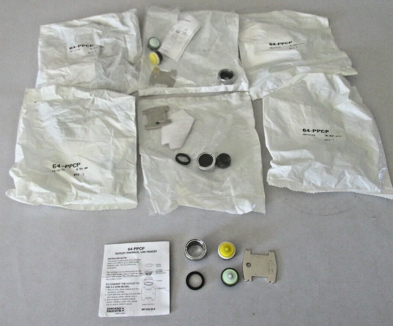 Chicago Faucets 64-PPCP Vandal Proof Faucet Chrome Aerators .5/2.2 gpm, Lot of 6
