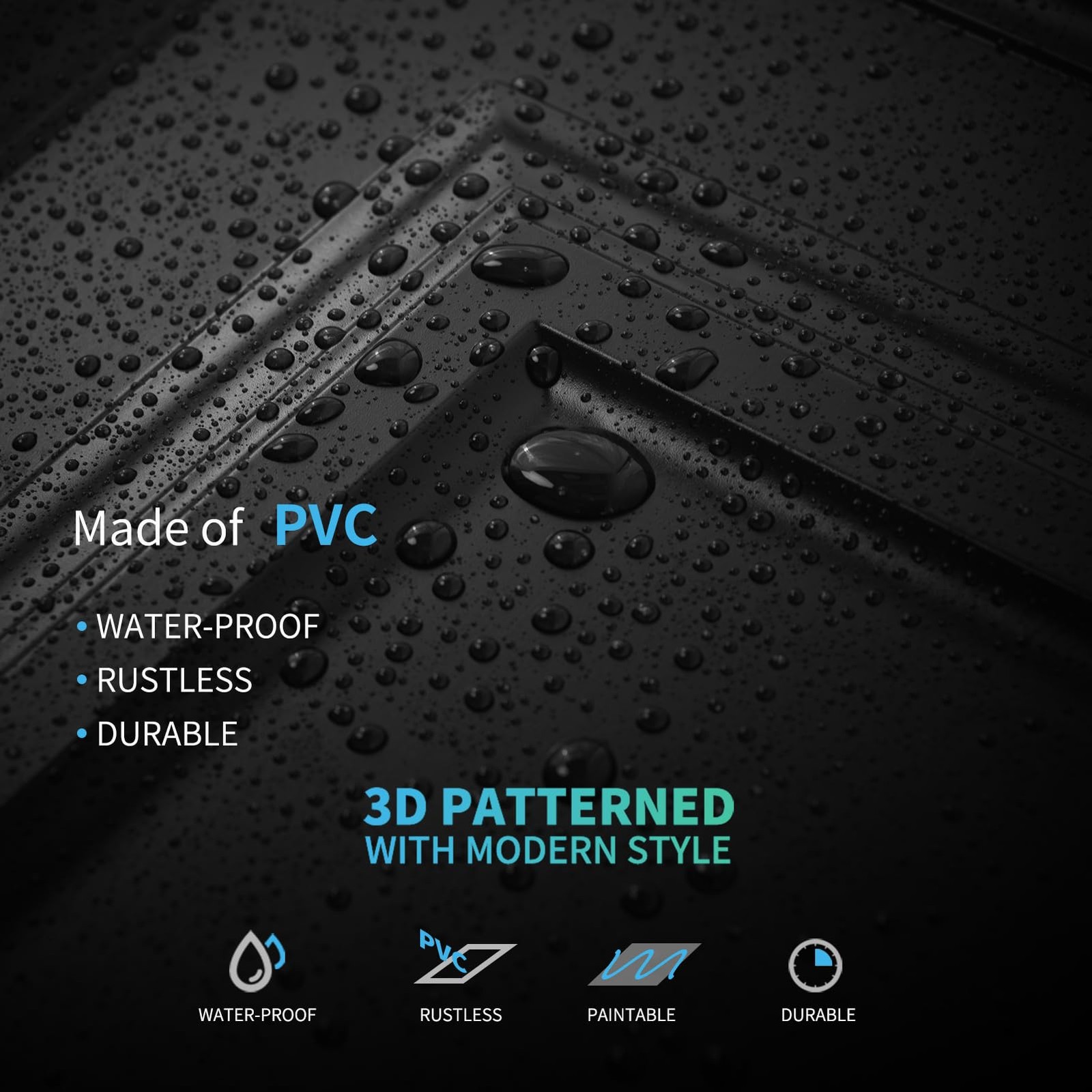 Art3d 12-Pack Drop Ceiling Tiles 2×4 Ft, PVC 24×48 inch, Smooth Black