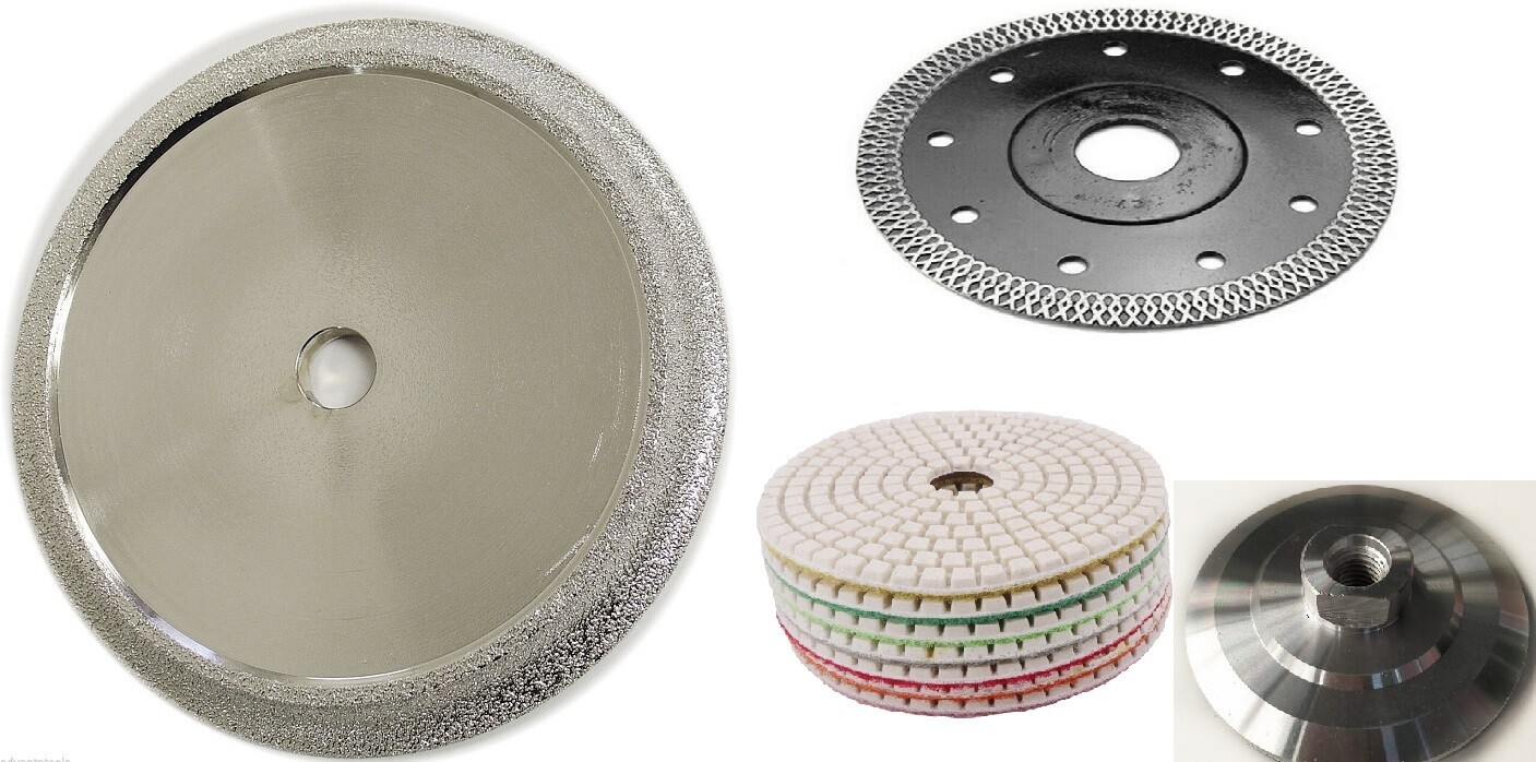 10″ Granite Marble Vacuum Brazed 3/8″ Profile rWheel 85 Polish Pad ceramic blade