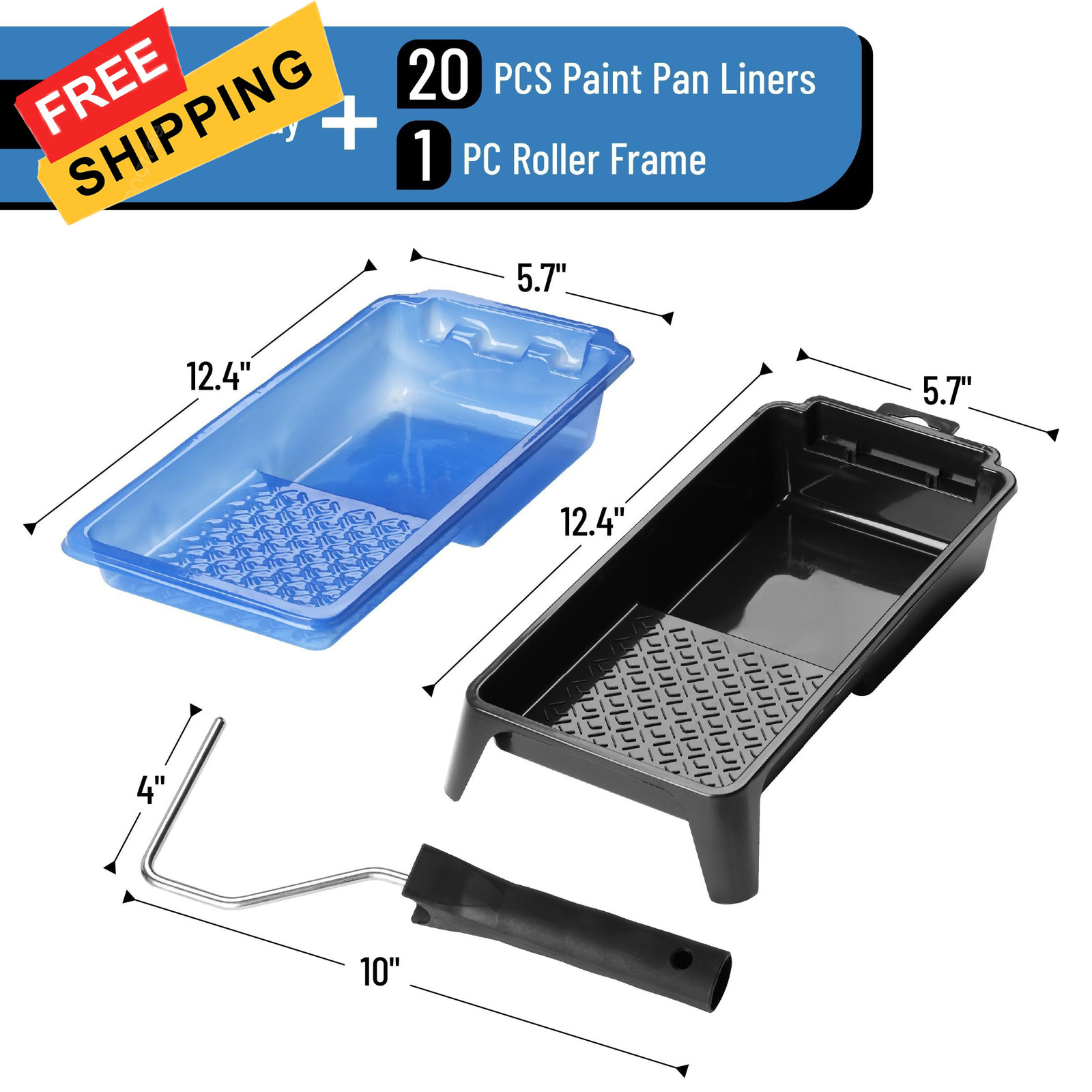Bates- 4 Inch Paint Tray Set, 22 pcs, 1x 4 Roller 4 inches, Blue