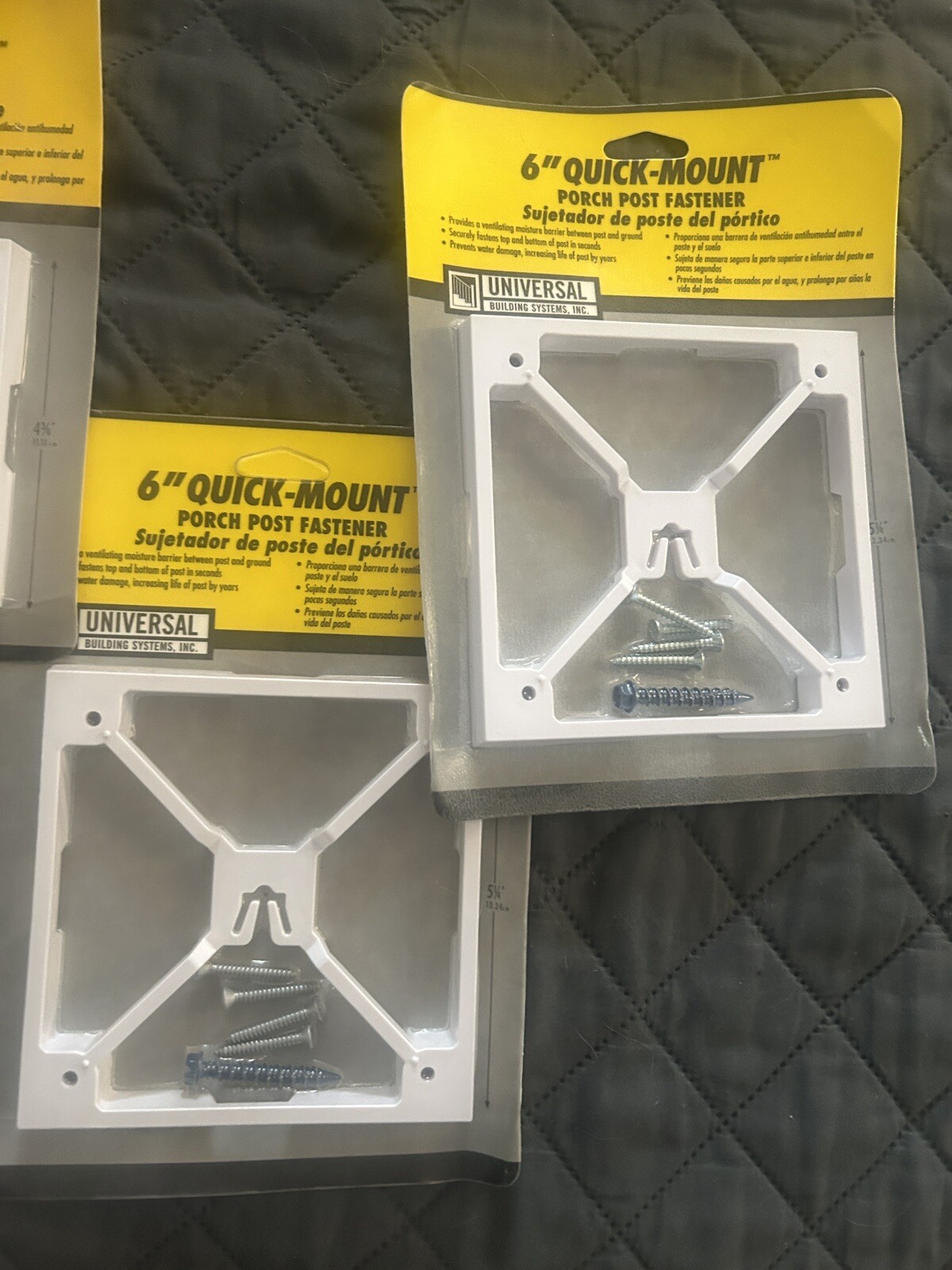 6 ” & 5” quick mount porch post fasteners 3 count White Lot Of 3