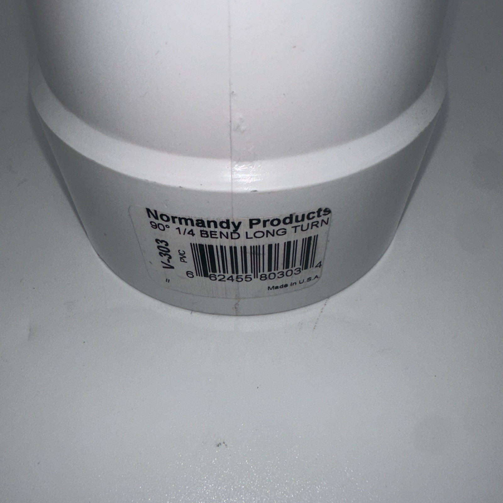 Normandy 90 Degree Elbow Plastic White V-303. 1/4 Bend Long Turn