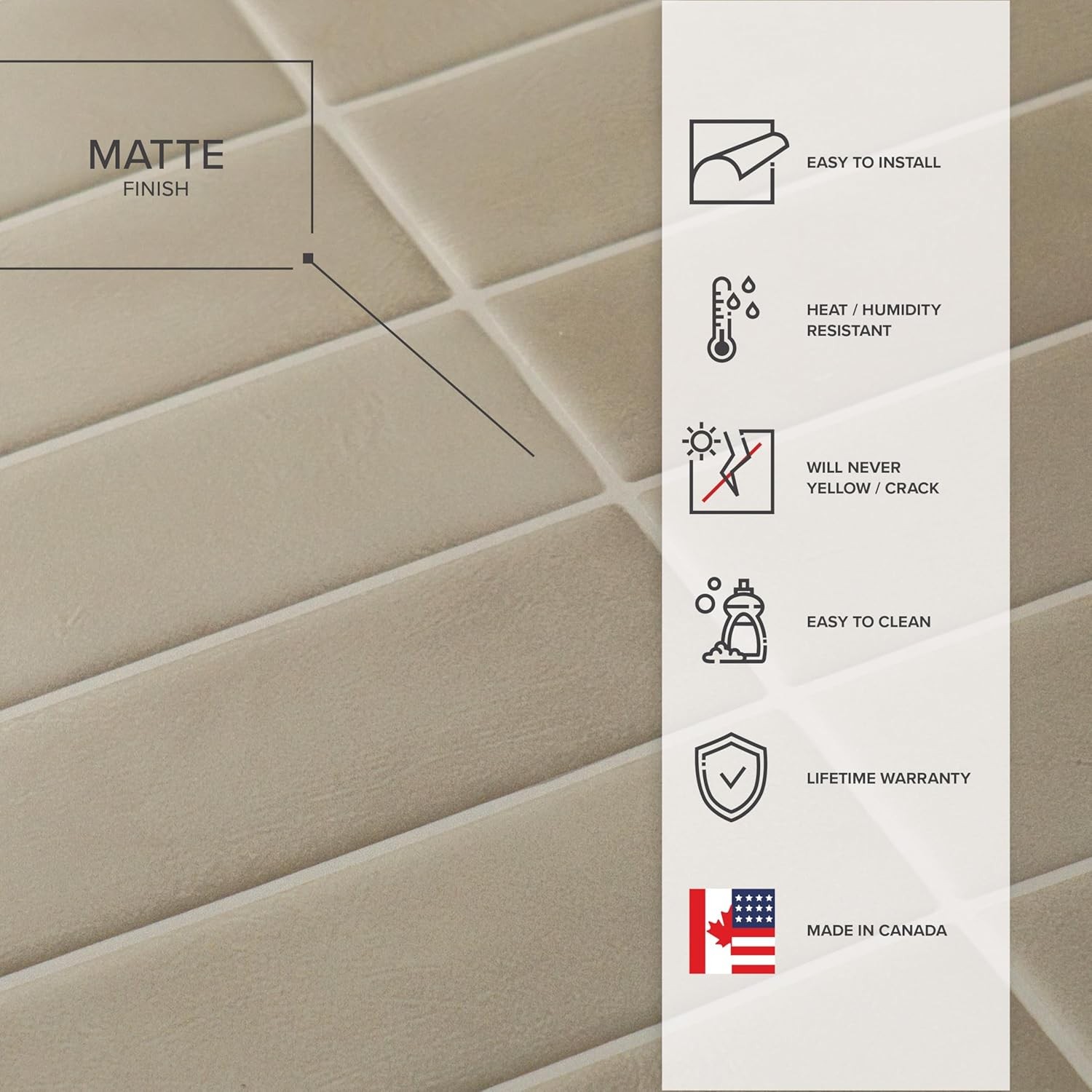 Peel and Stick Backsplash – 5 Sheets of 11.43″ x 9″ – 3D Adhesive Peel and Stick