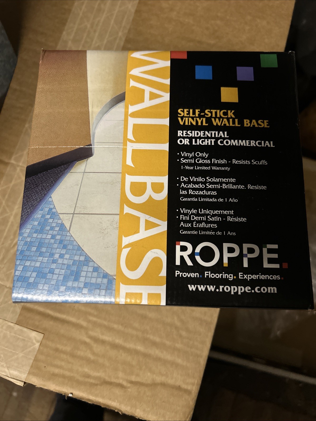 NEW Roppe 4 In. x 20 Ft. Roll SNOW Vinyl Self-Stick Wall Cove Base HC40C54S161