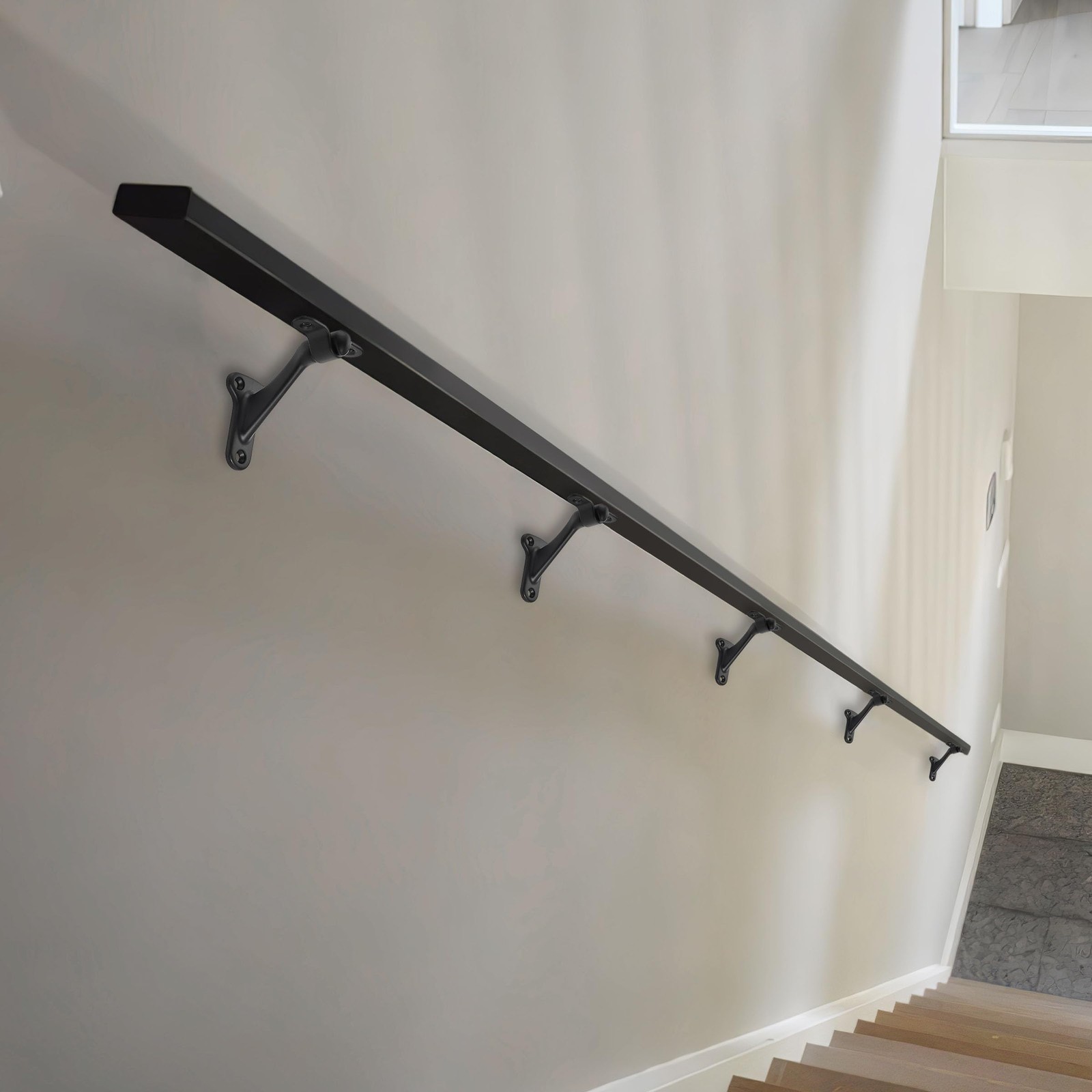 khtumeware 6 Pack 3 Inch Matte Black Hand Rail Bracket 6 Pack,