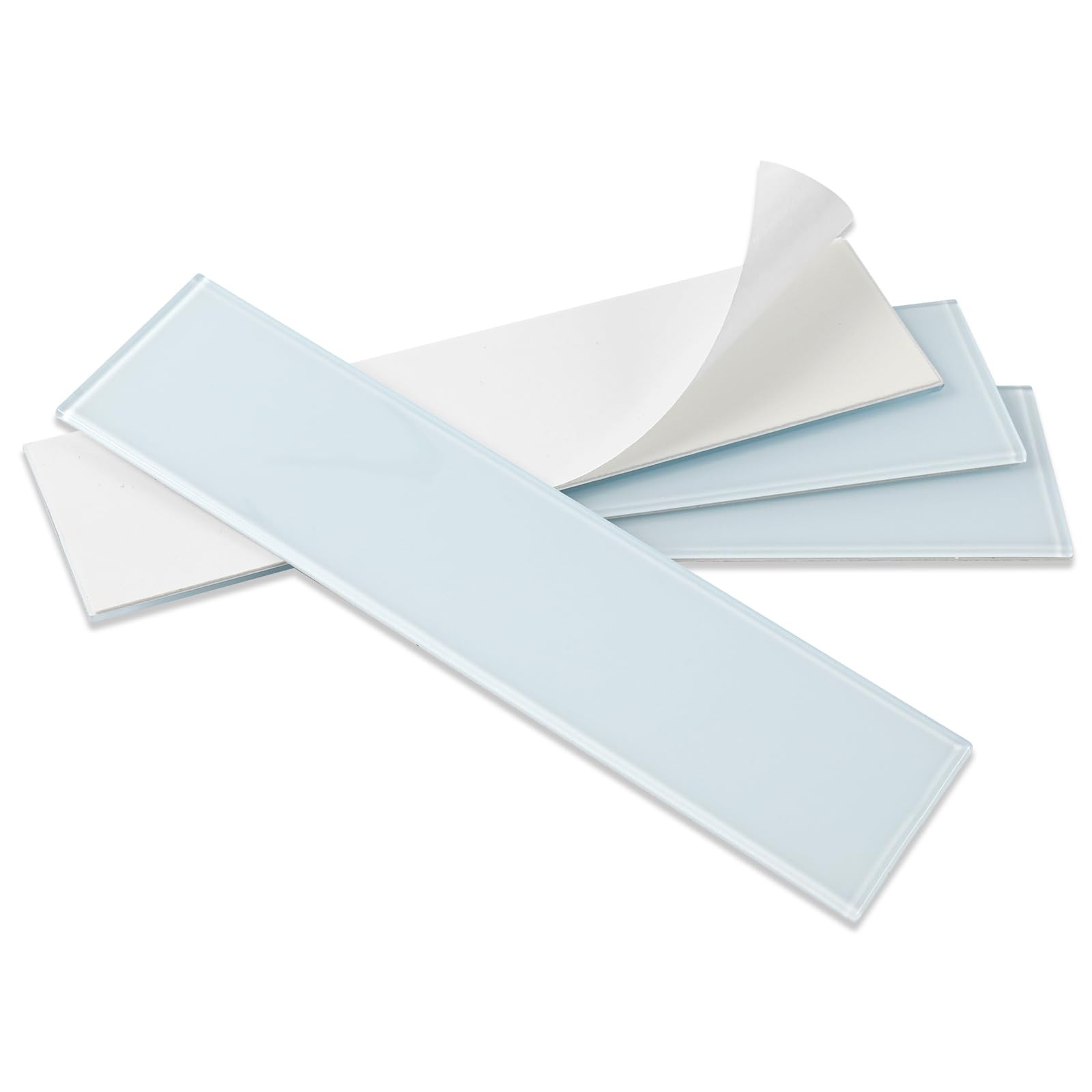 Lovdeco Peel And Stick Glass Subway Tile 3 X 12 Inch 5 Sq Ft Ice Blue Glass For
