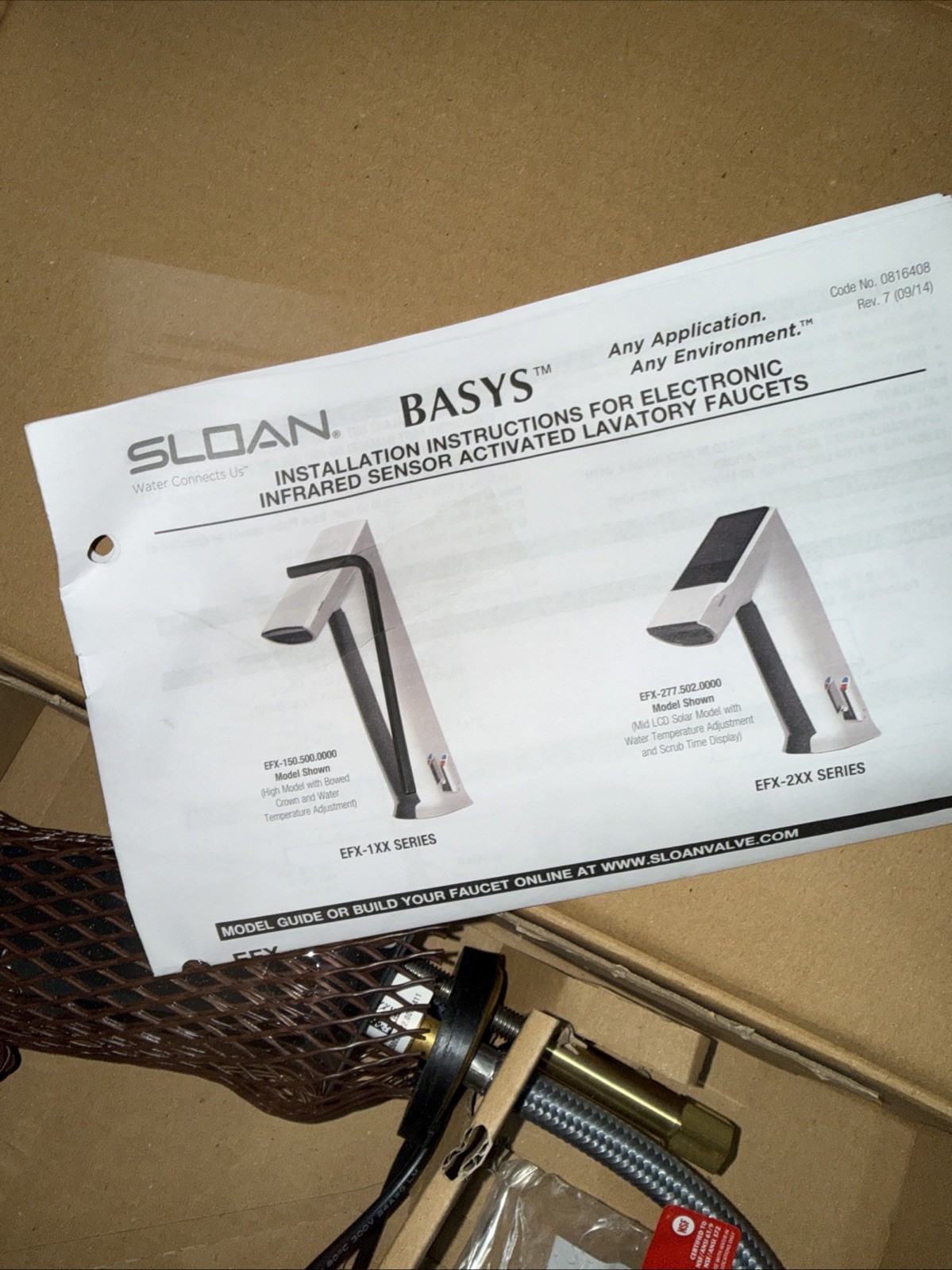 Sloan Basys EFX 250.000.0000 touch free battery powered infrared faucet New