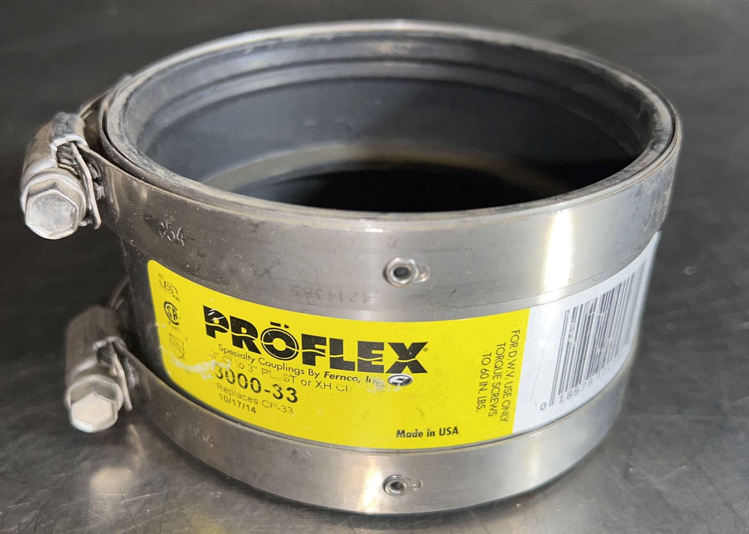 Fernco P3000-33 Proflex Shielded Specialty Coupling, 3″ Nos Surplus