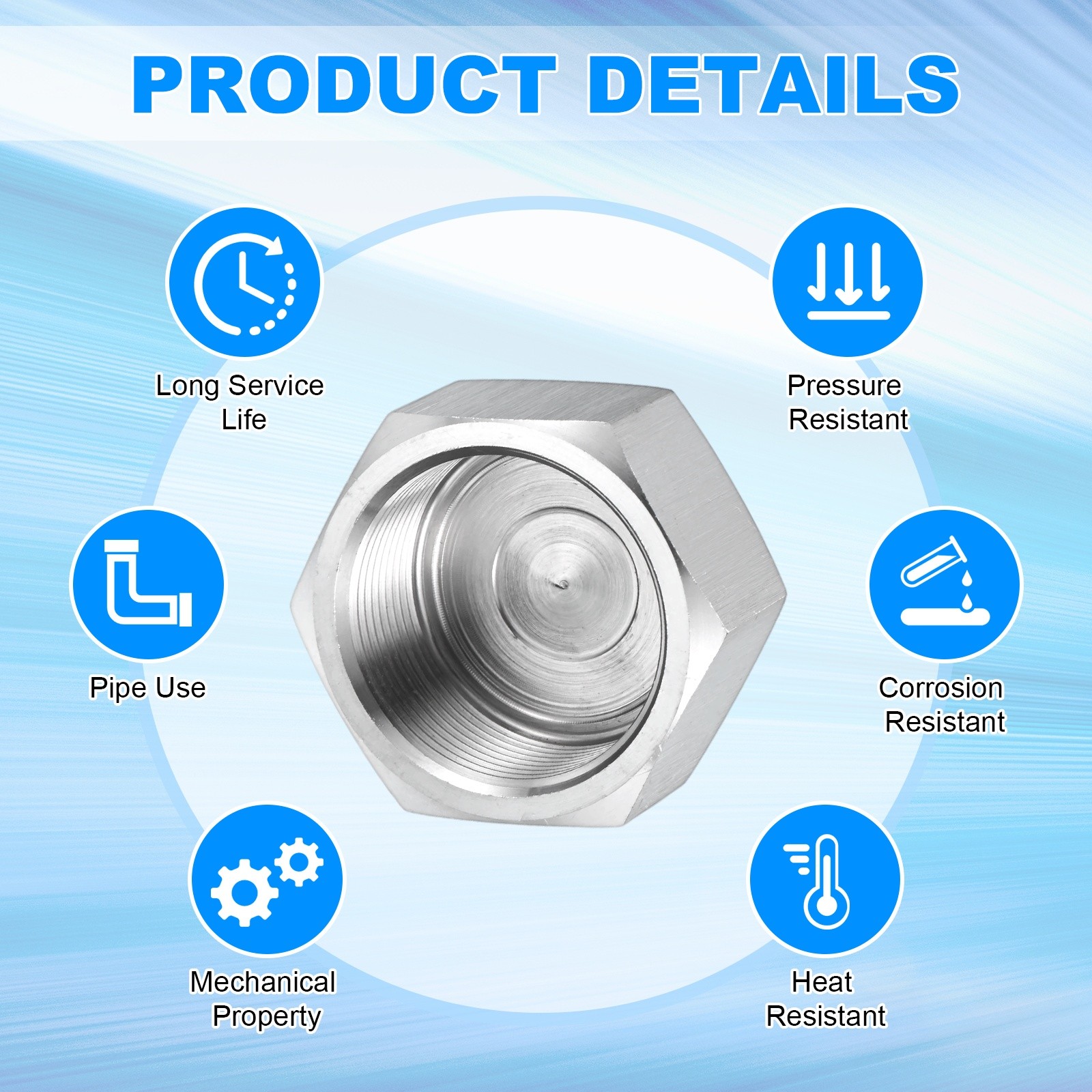 2-Pack Hex End Cap, M30*1.5 m Female Thread Pipe Fitting