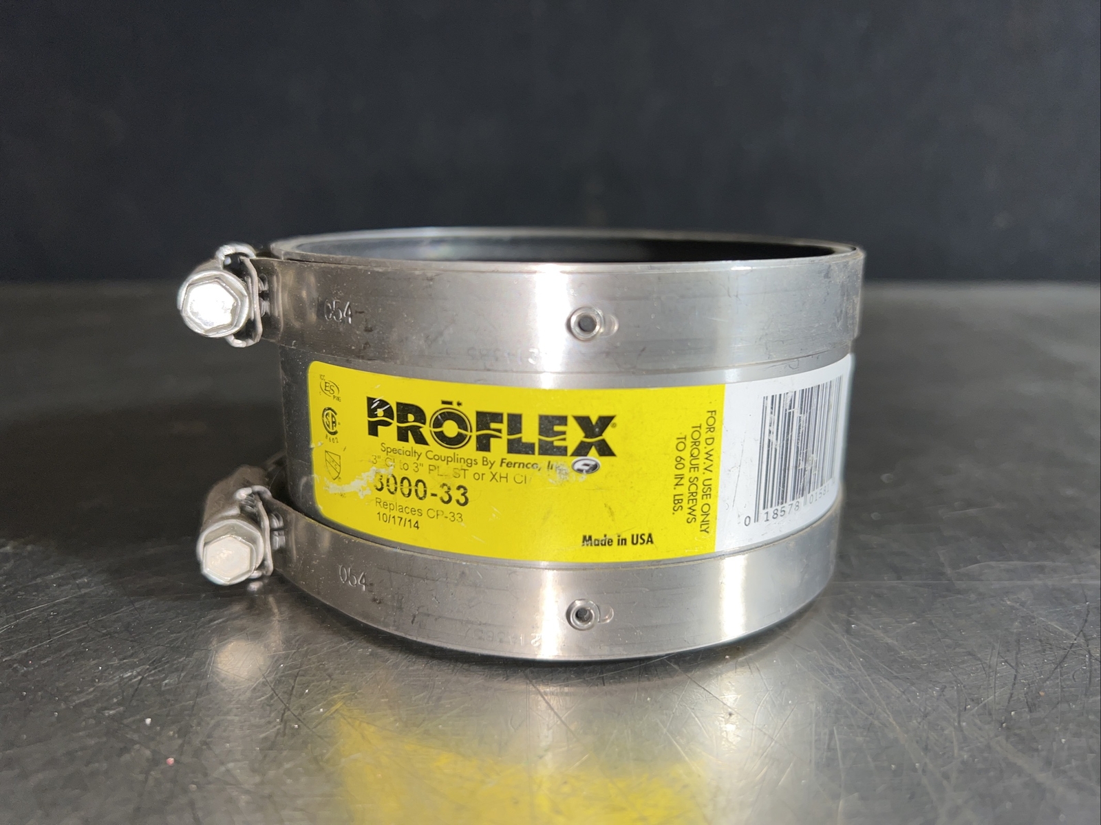 Fernco P3000-33 Proflex Shielded Specialty Coupling, 3″ Nos Surplus