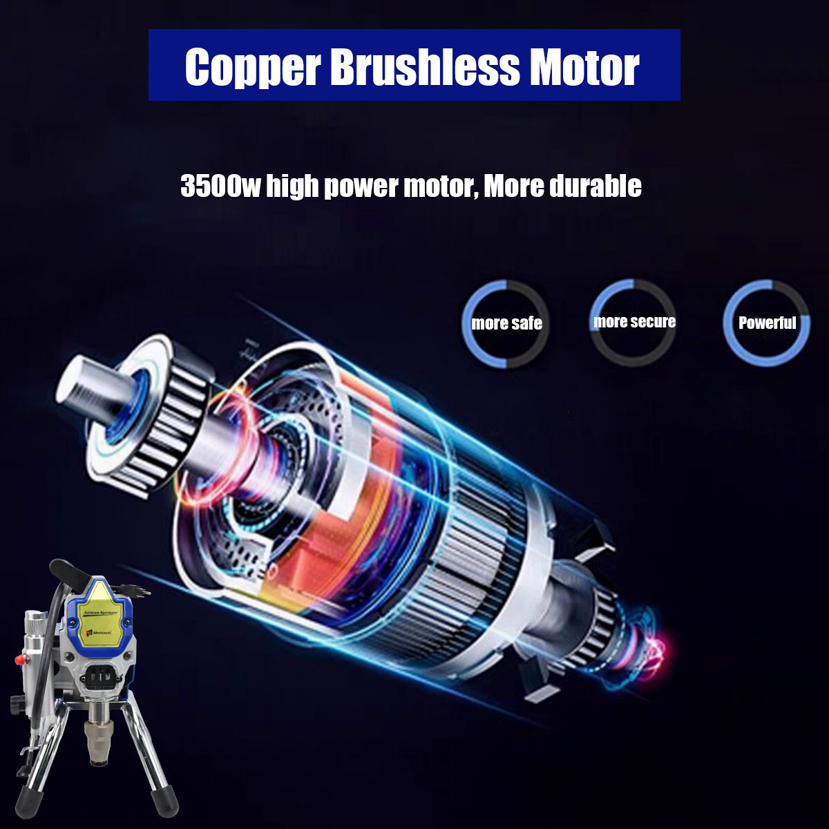 3500W High Pressure Airless Paint Sprayer High Efficiency Power Painting 220V