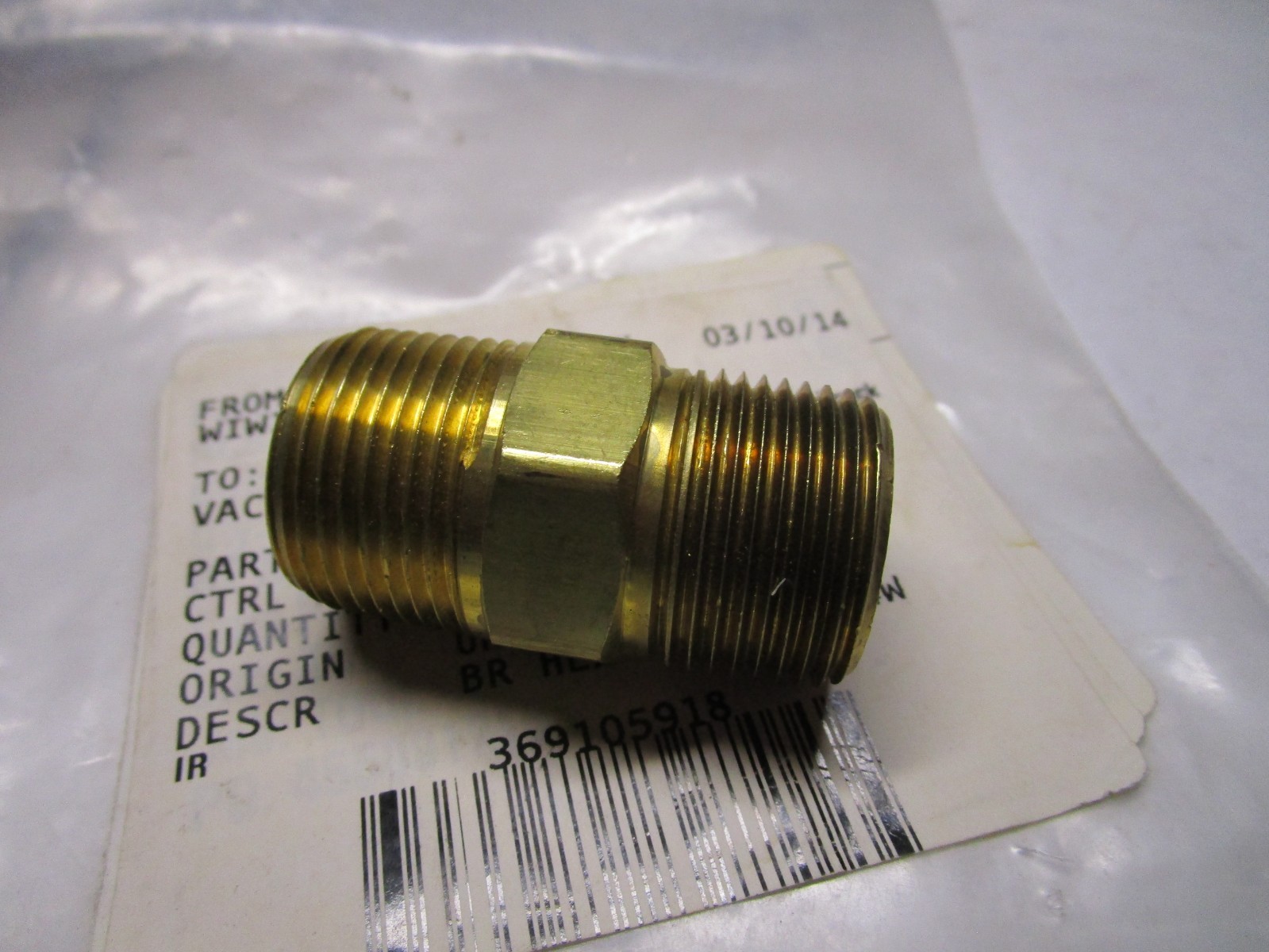 3/4″ x 3/4″MPT Brass Hex Nipple