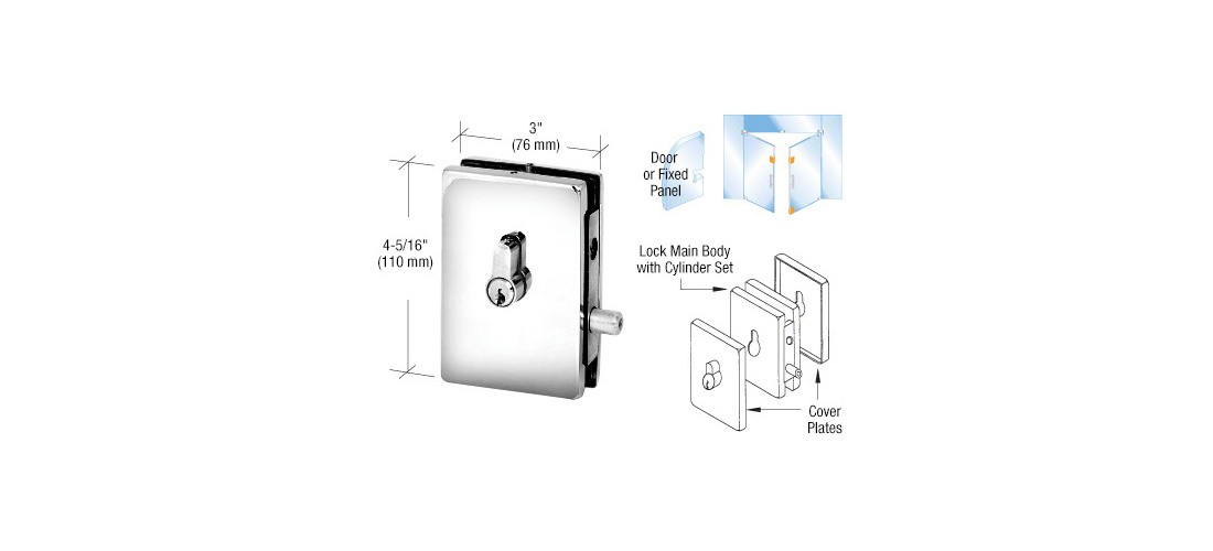 CRL EUR681PS Polished Stainless EUR Series Center Housed Patch Lock