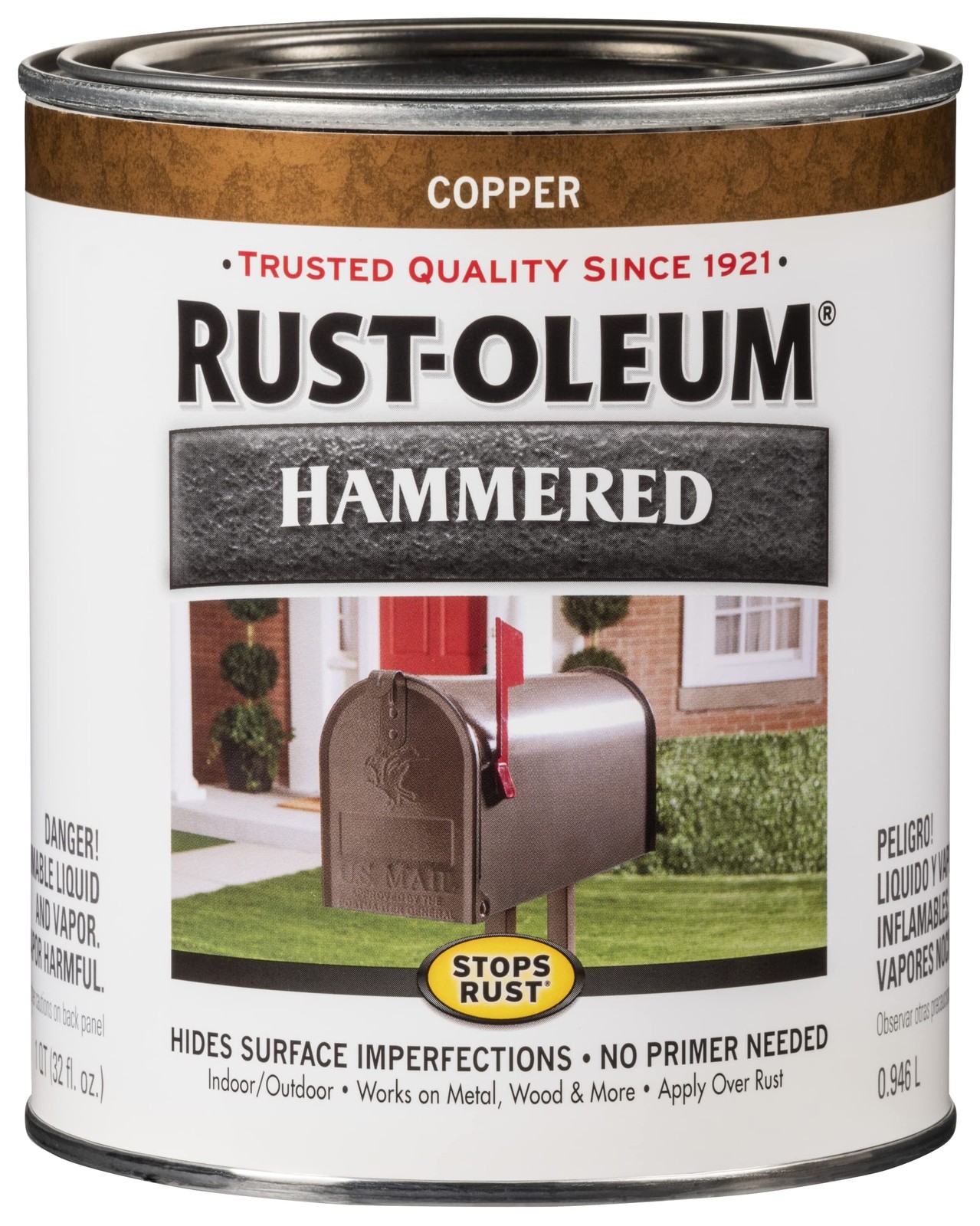 Rust-Oleum 239074-2PK Stops Rust Hammered Finish 32 Fl Oz (Pack of 2), Copper
