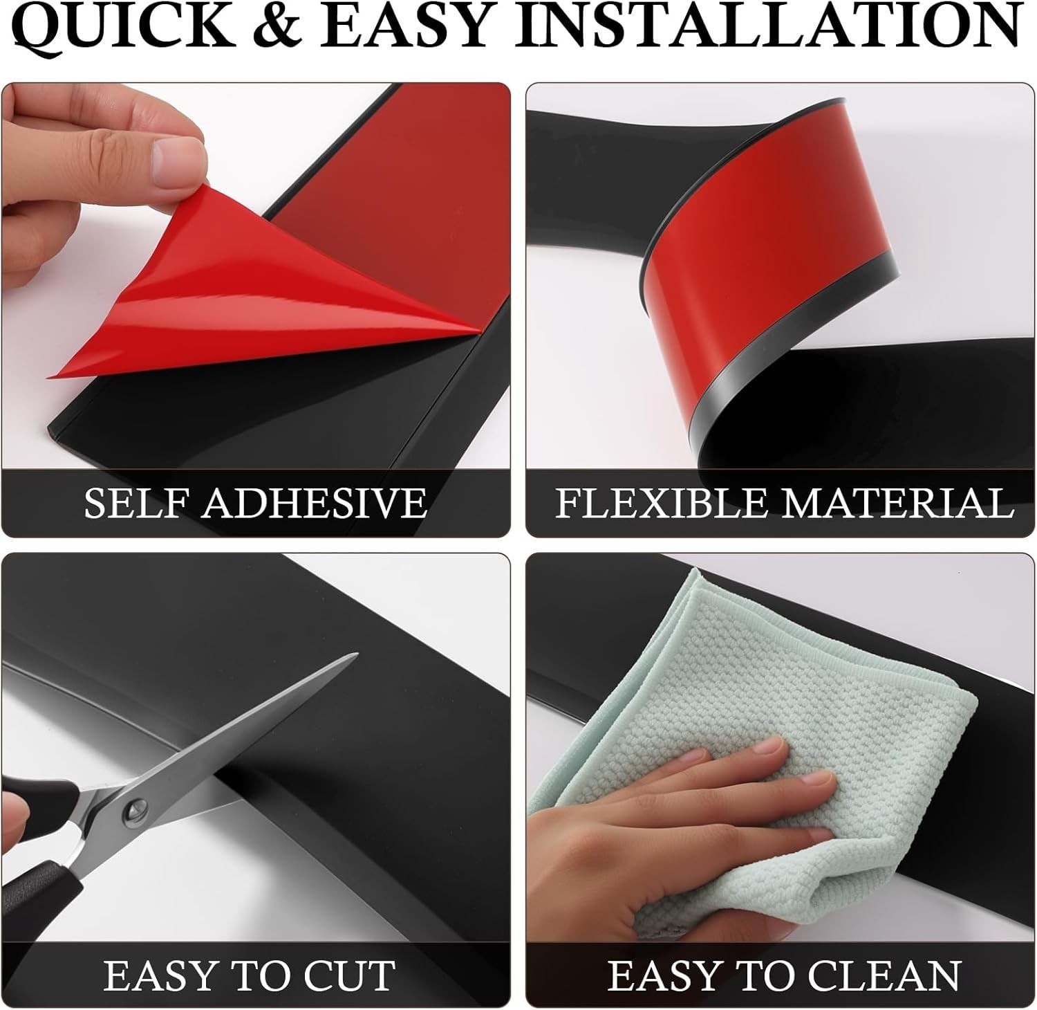 Flexible Baseboard Molding Trim 4″ x 15 ft, 20ft 40ft 50ft 60ft 100ft Self-Ad…
