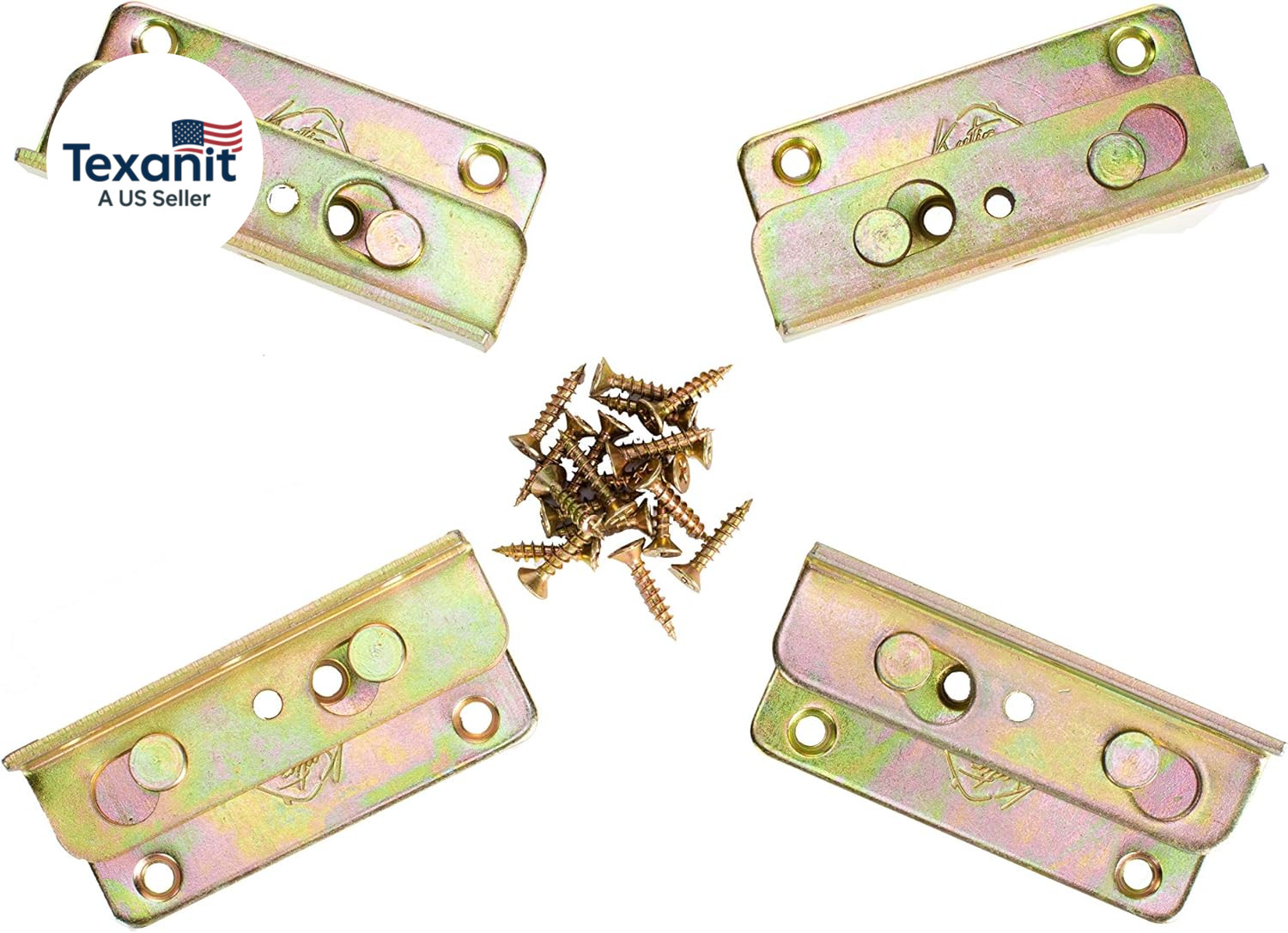 No-Mortise Bed Rail Fittings Complete Set of 4 – Heavy Duty Rust Proof Frame Bra