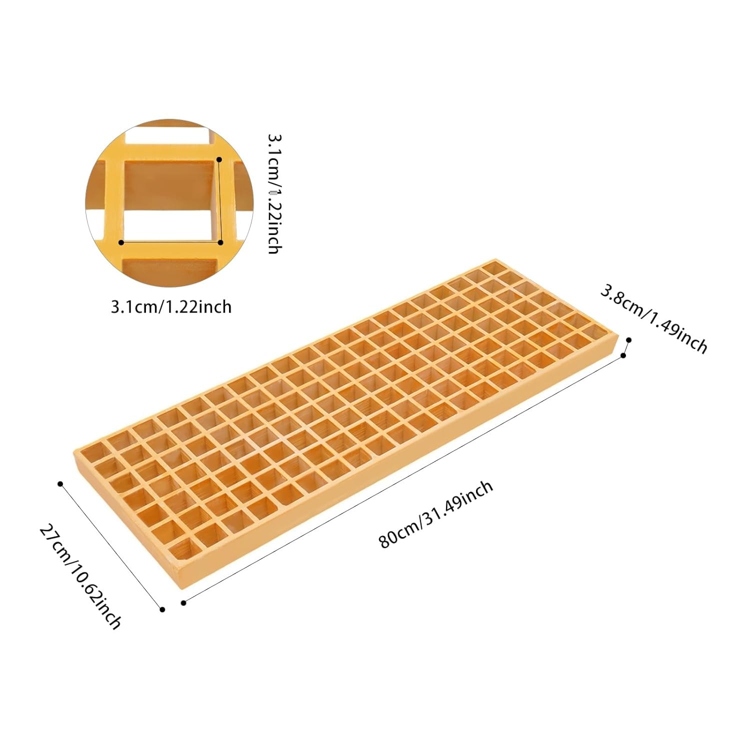 3PCS Fiberglass Drain Grate 1,100LBS Capacity Industrial Staircase Cover
