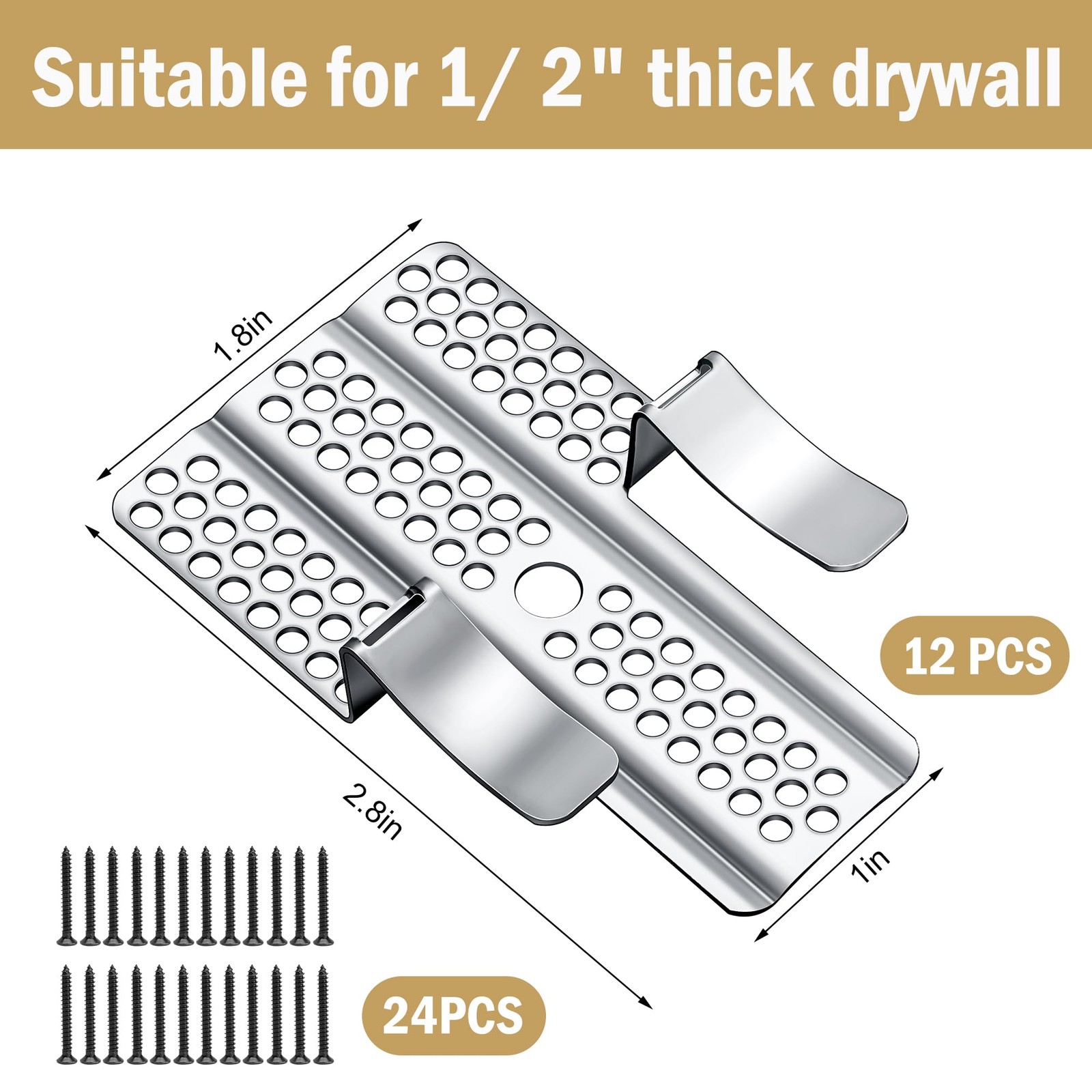 moonoom 12 Pack Drywall Repair Clips, 1/2 inch Drywall Fastener Clip with 24 …