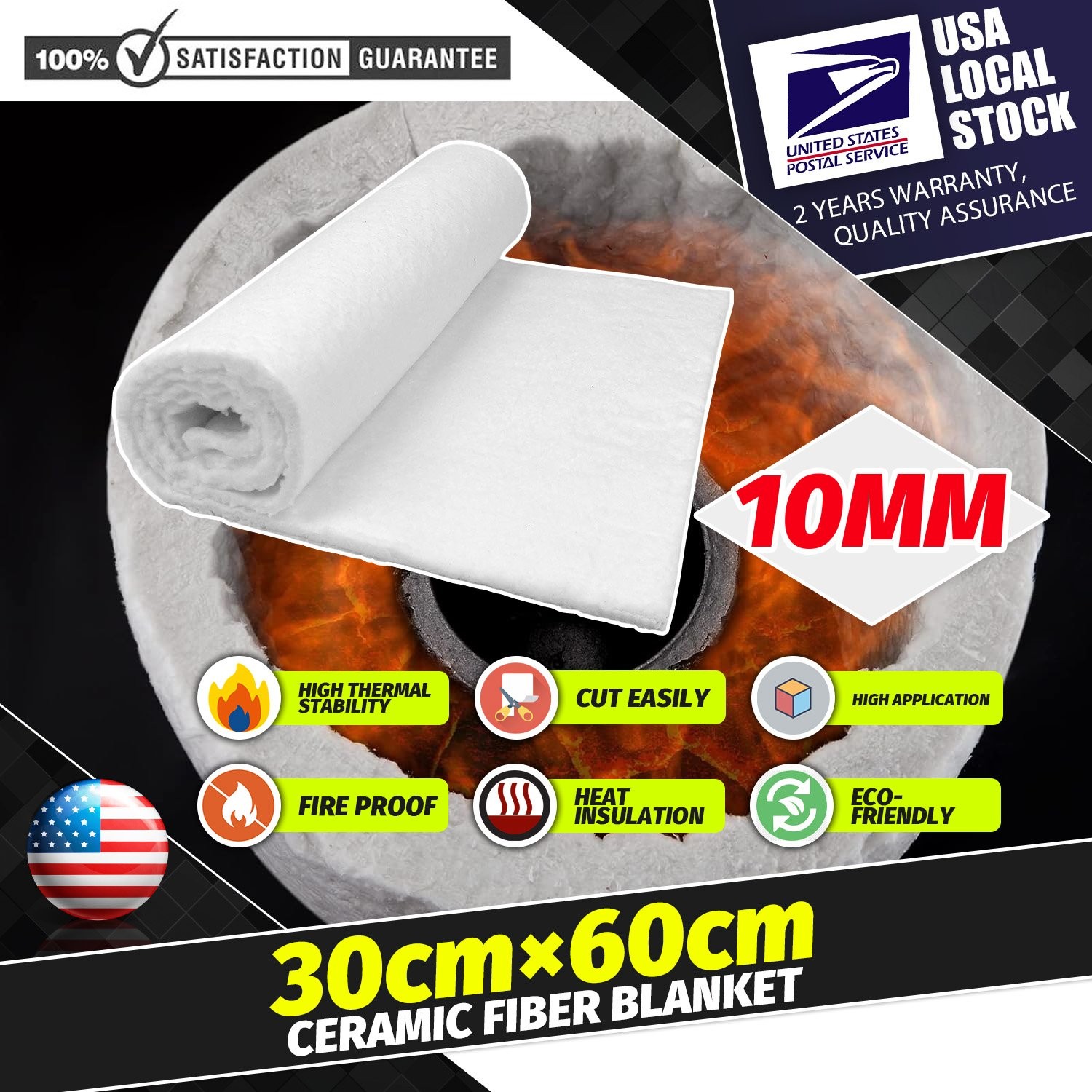 MODIGT 24″×12″×0.4″ Ceramic Fiber Insulation Blanket, Fireproof & Heat Resistant