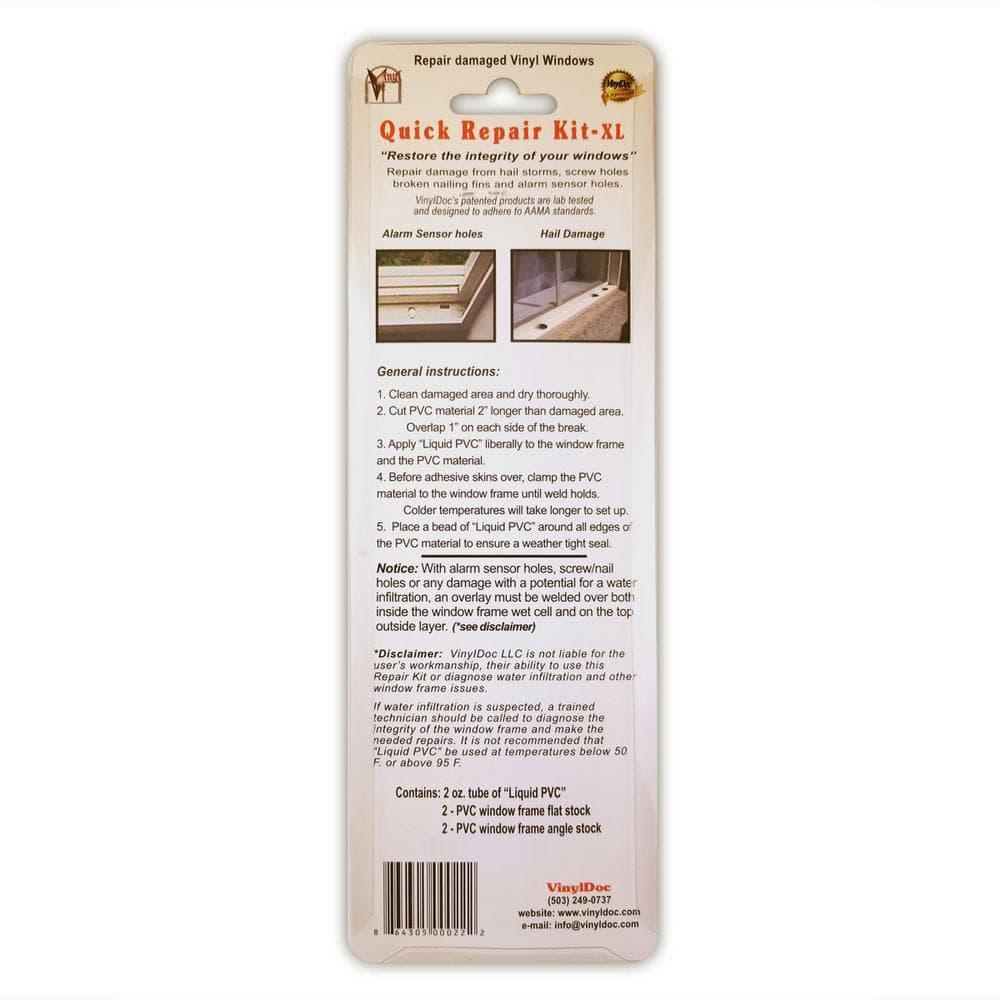 VinylDoc Vinyl Quick Repair Kit XL Vinyl Window Frame Repair PVC Patch Kit White