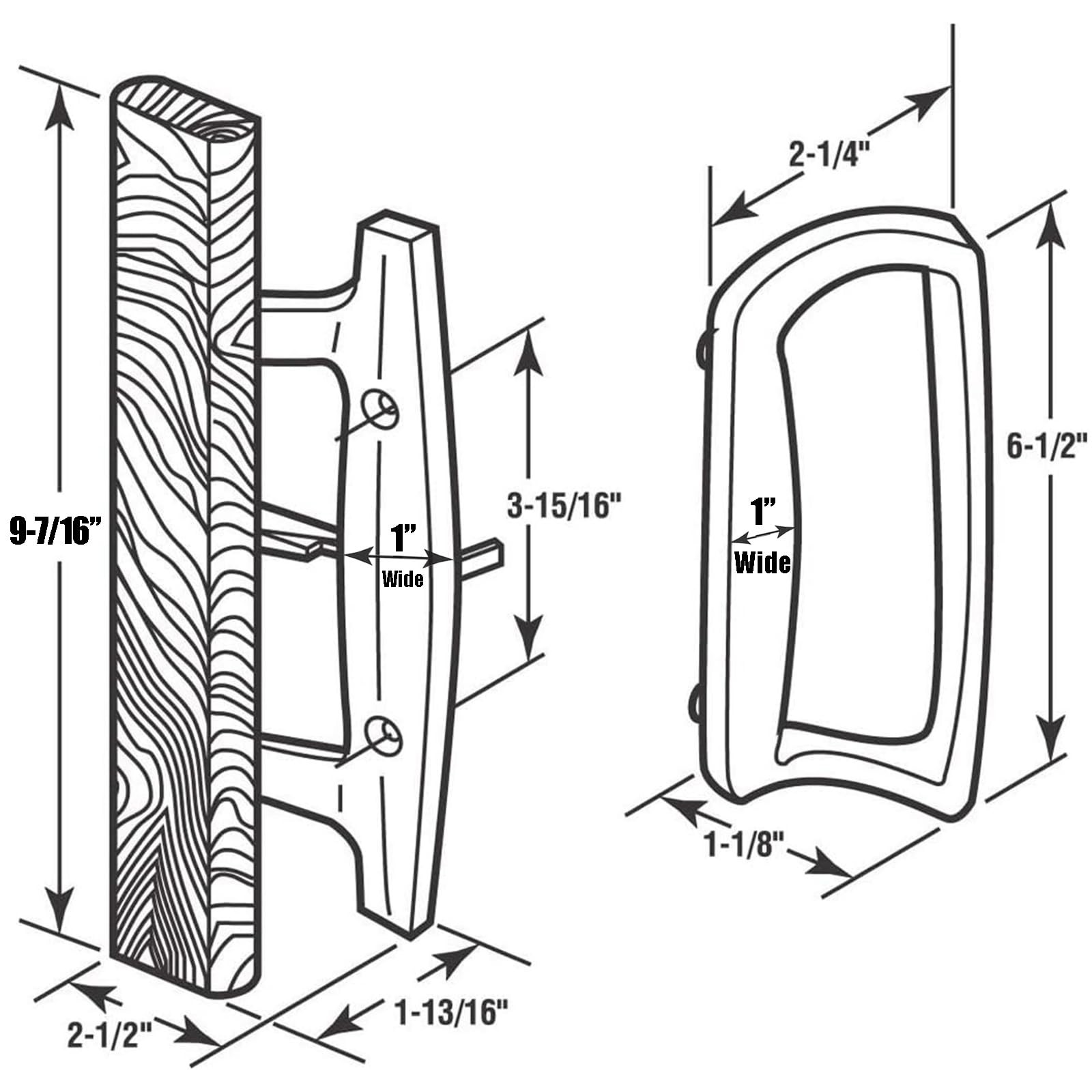 Patio Sliding Glass Door Handle with Mortise Lock 45° Keyway, Non-keyed Oak