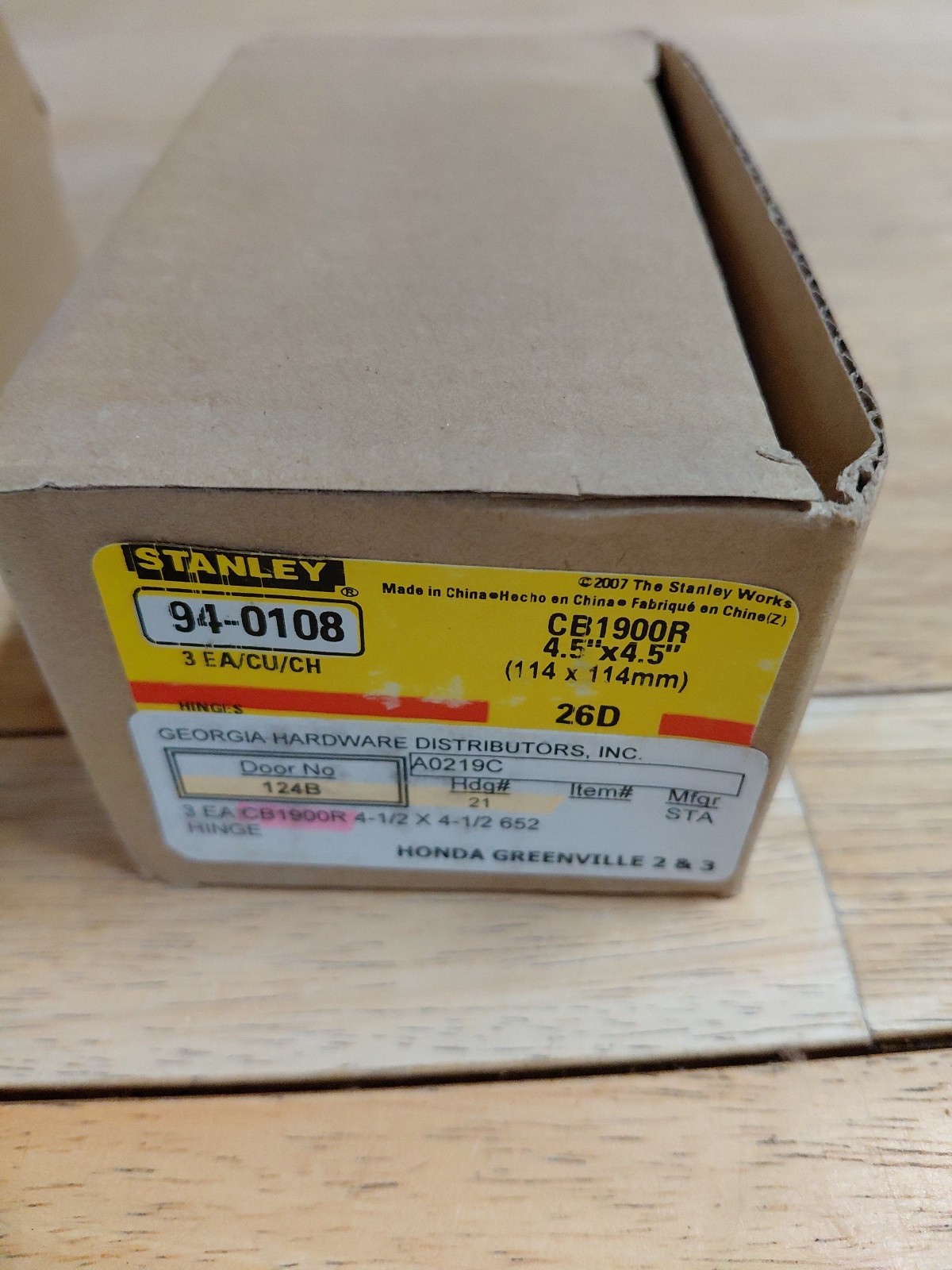 STANLEY BEST CB1900R 4.5X4.5 26D HINGES (3) NEW
