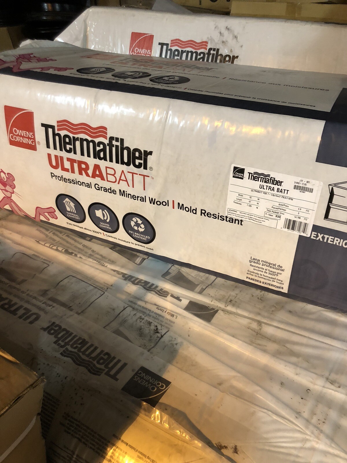 8 Bags Owens Corning 15 in. x 47 in. R-30 Thermafiber Ultra-Batt Insulation New