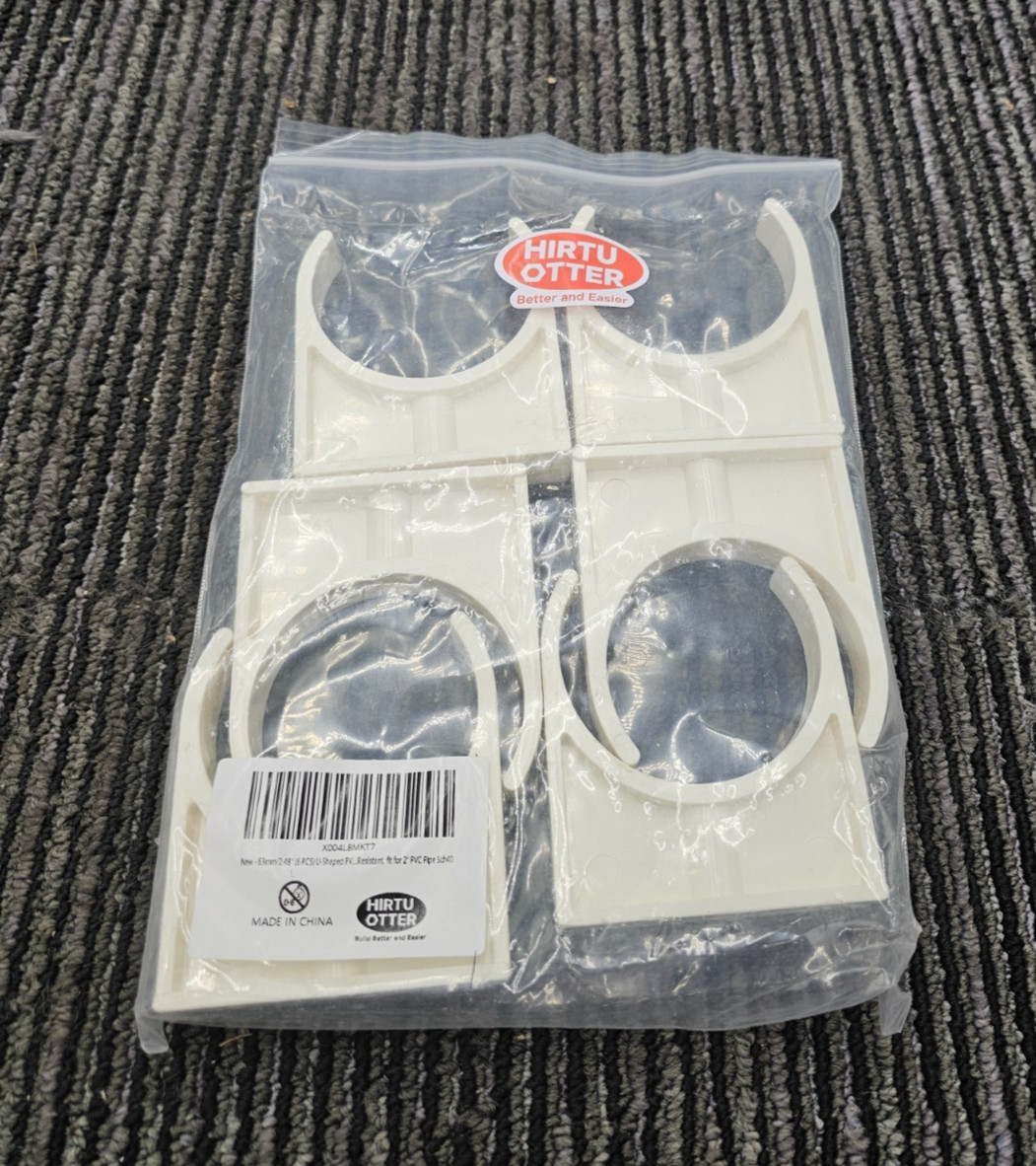 (QTY 12) Hirtu Otter 63mm/2.48″ U-Shaped Hanger Support For 2″ PVC Pipe SCH40