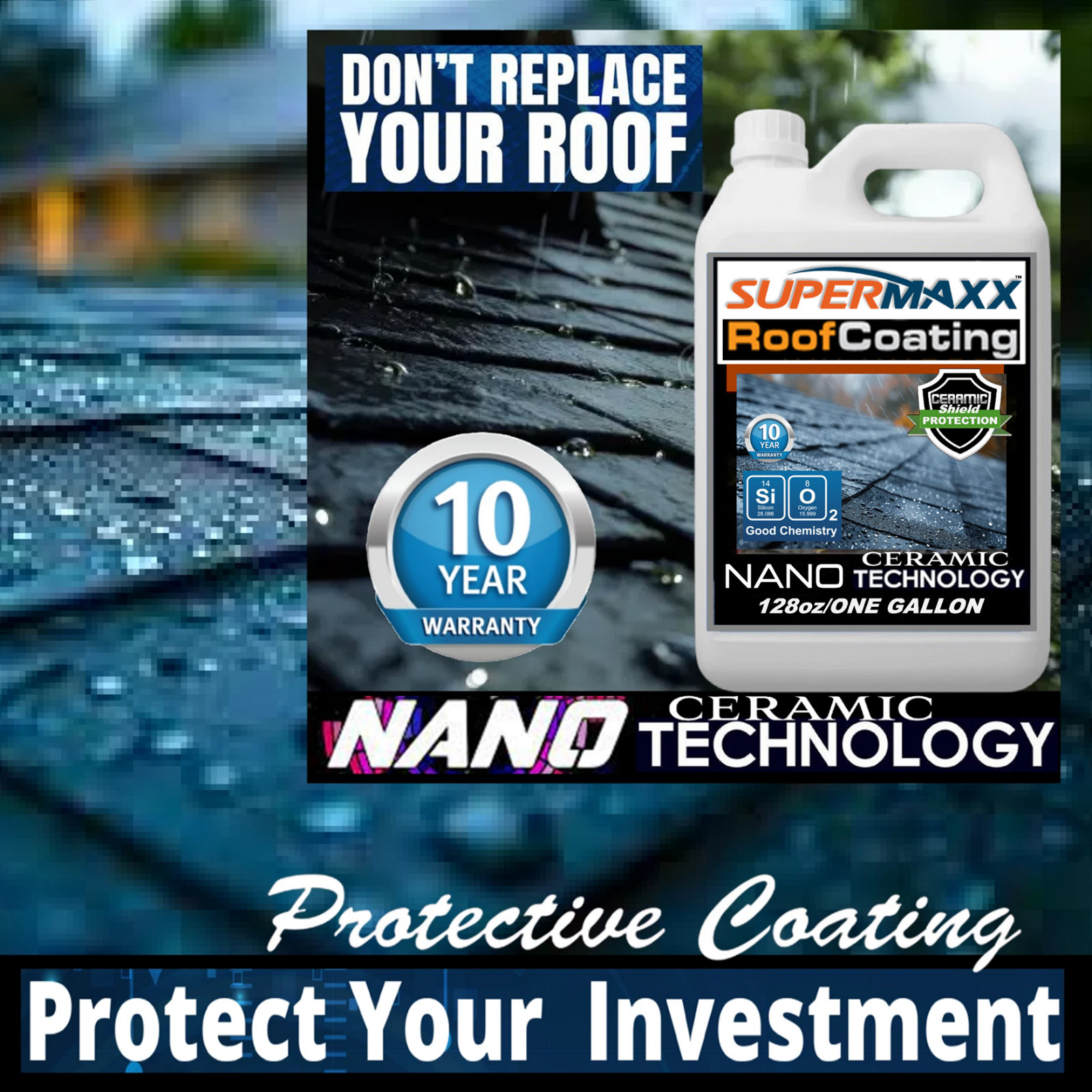 NANO ROOF SEALER CERAMIC COATING ASPHALT SHINGLES UV STAIN PROTECTION