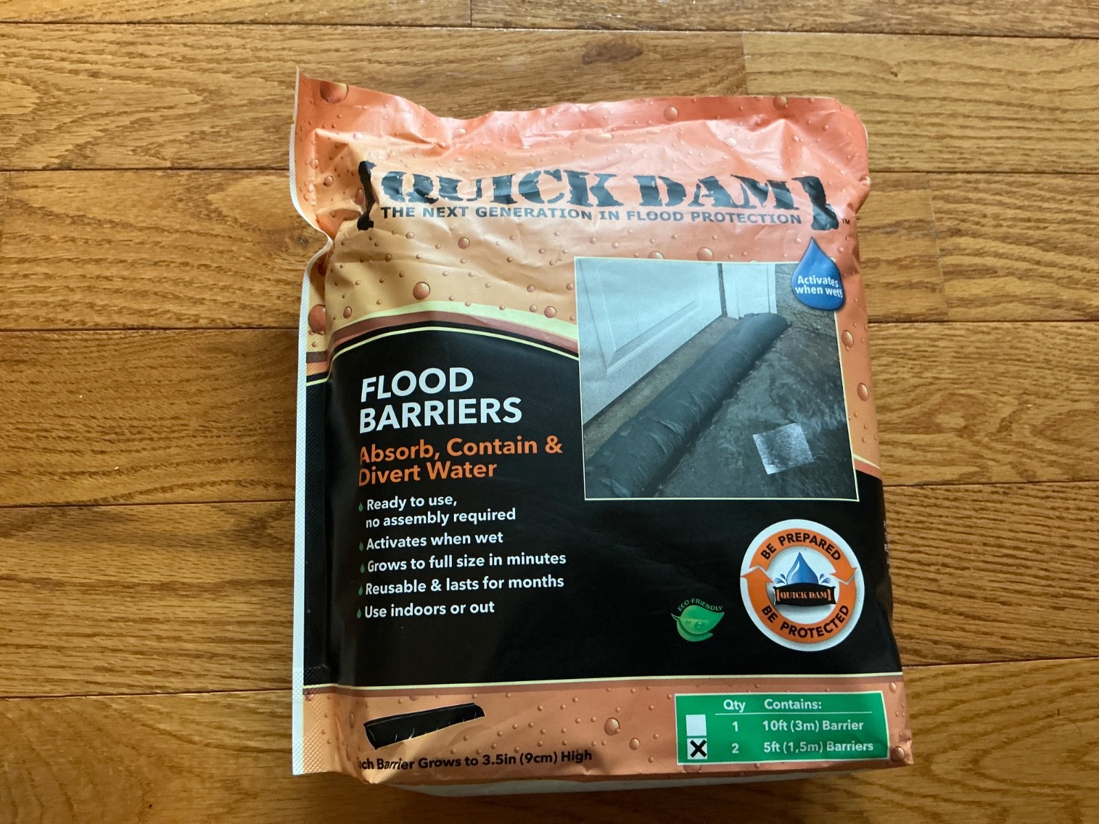 Quick Dam Flood Barrier Reusable Water Activated Indoor/Outdoor NEW -2 5 ‘ PCS