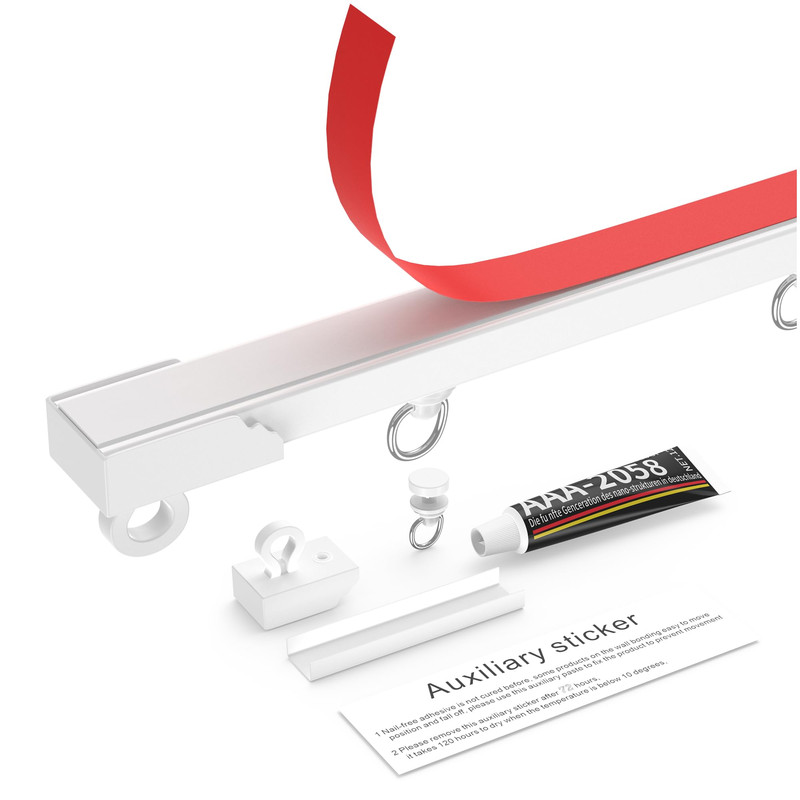 Ylnanmi Self Adhesive Curtain Track No Drill Ceiling Wall Mount Curtain Rail
