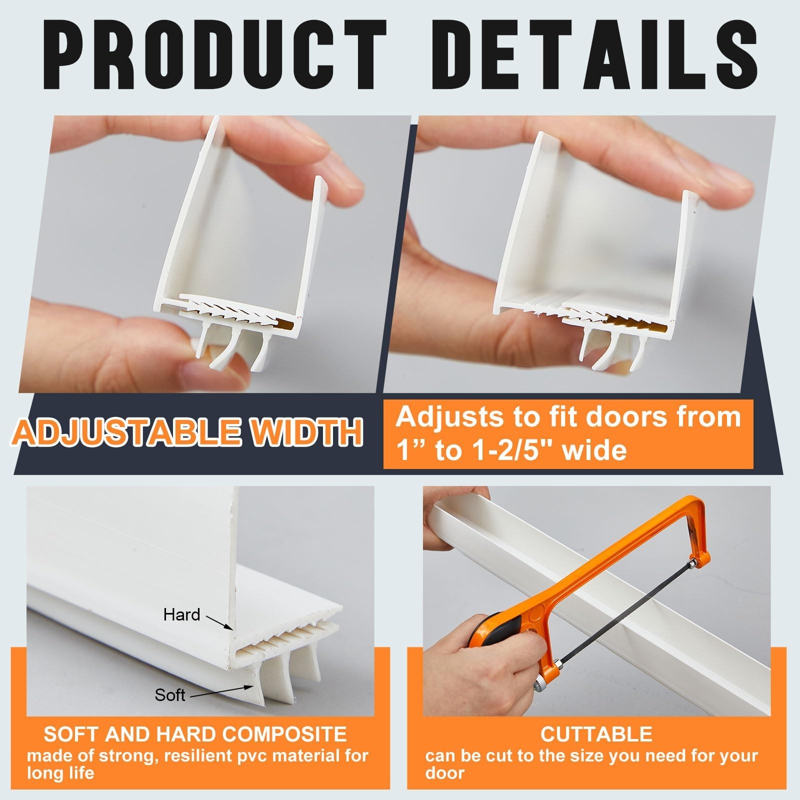 Pickmesh 4 Pcs 36 Inch Adjustable Storm Door Sweep for 1 to 1-2/5 in Bottom S…