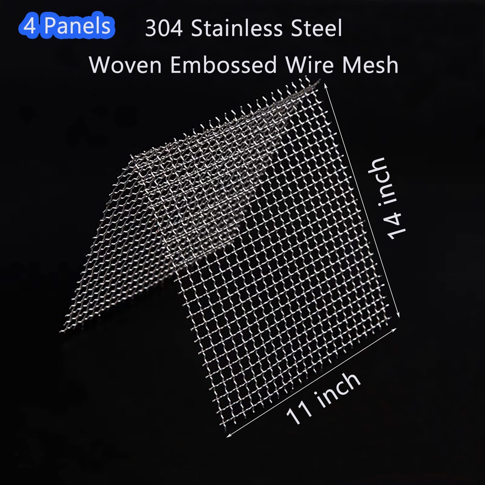 4 Pcs Stainless Steel Woven Wire Mesh 5 11”X14” 5Mesh, Silver