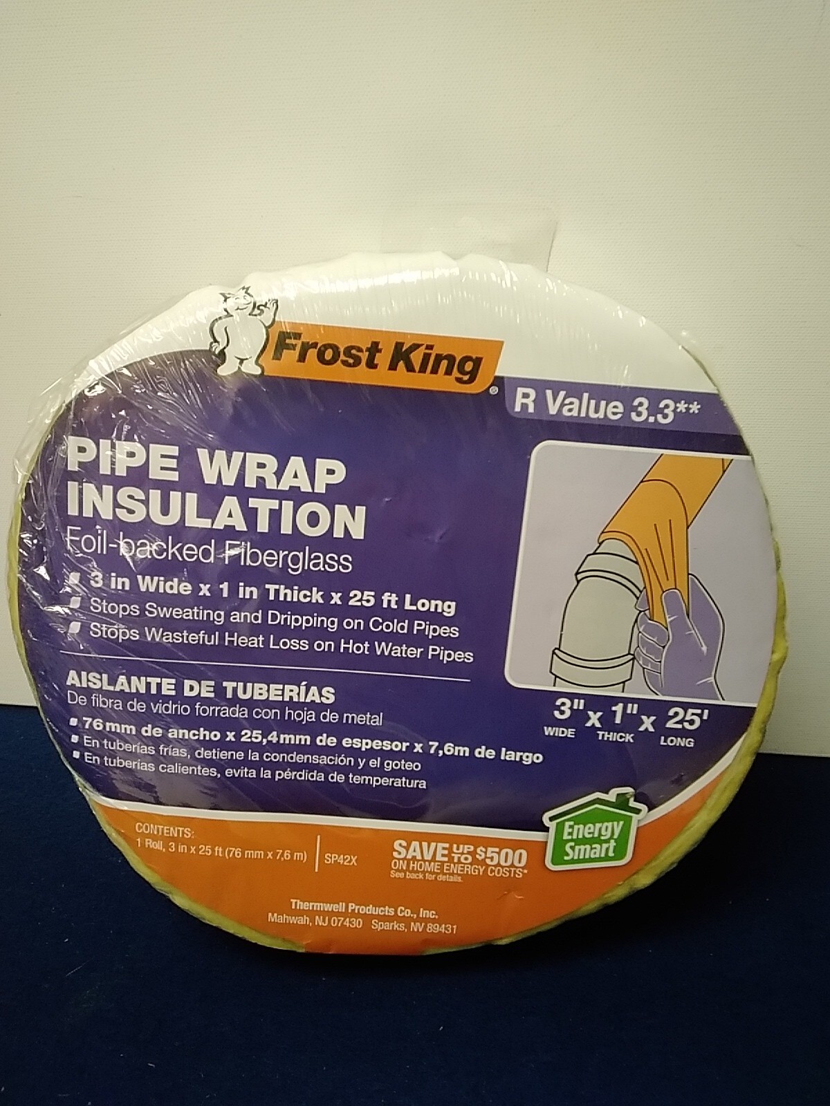 Frost King Pipe Wrap Insulation 3″ Wide X 1″ Thick X 25 Feet Stops Heat Loss