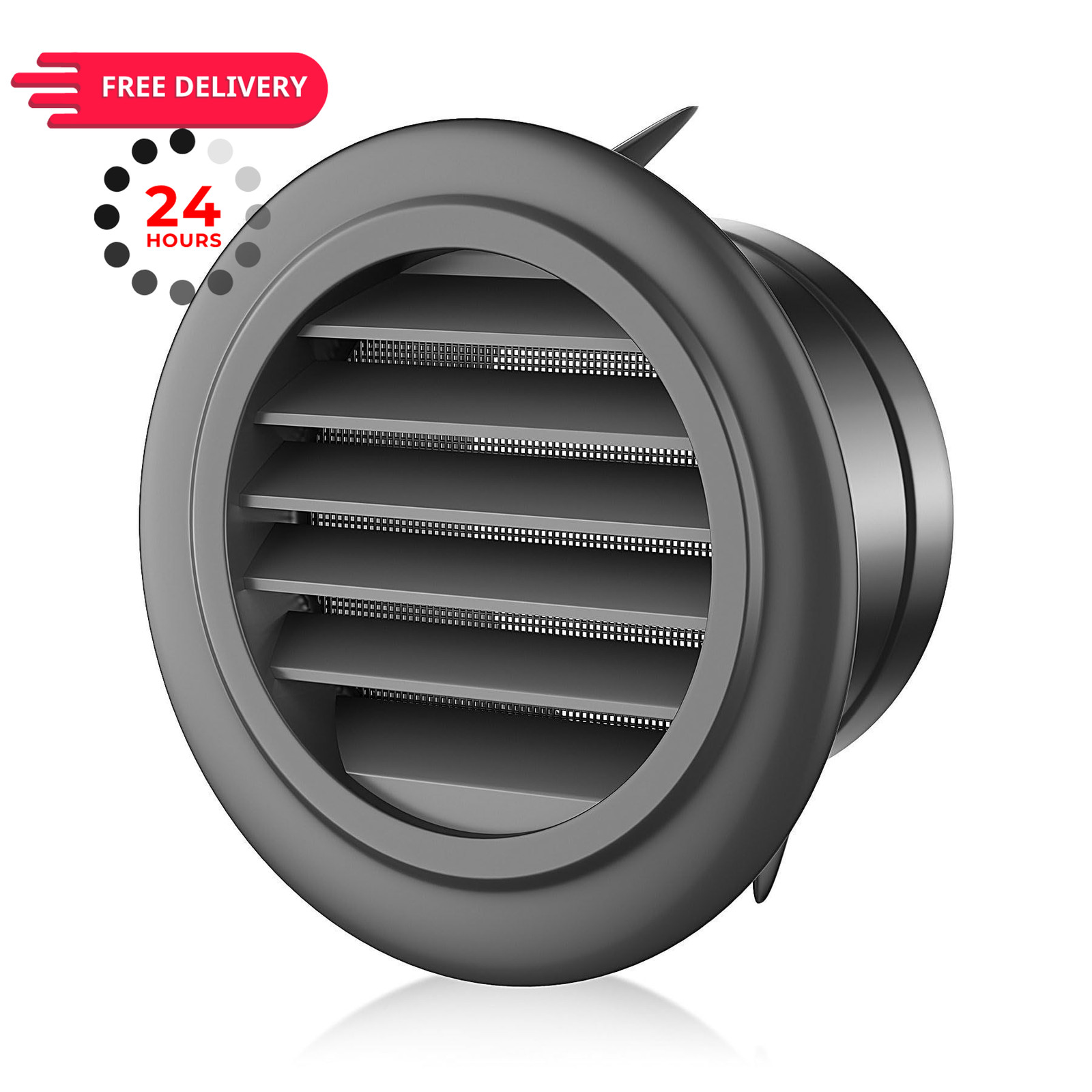6 Inch Soffit Vent for Exhaust Fan with Large, ABS 6in-black