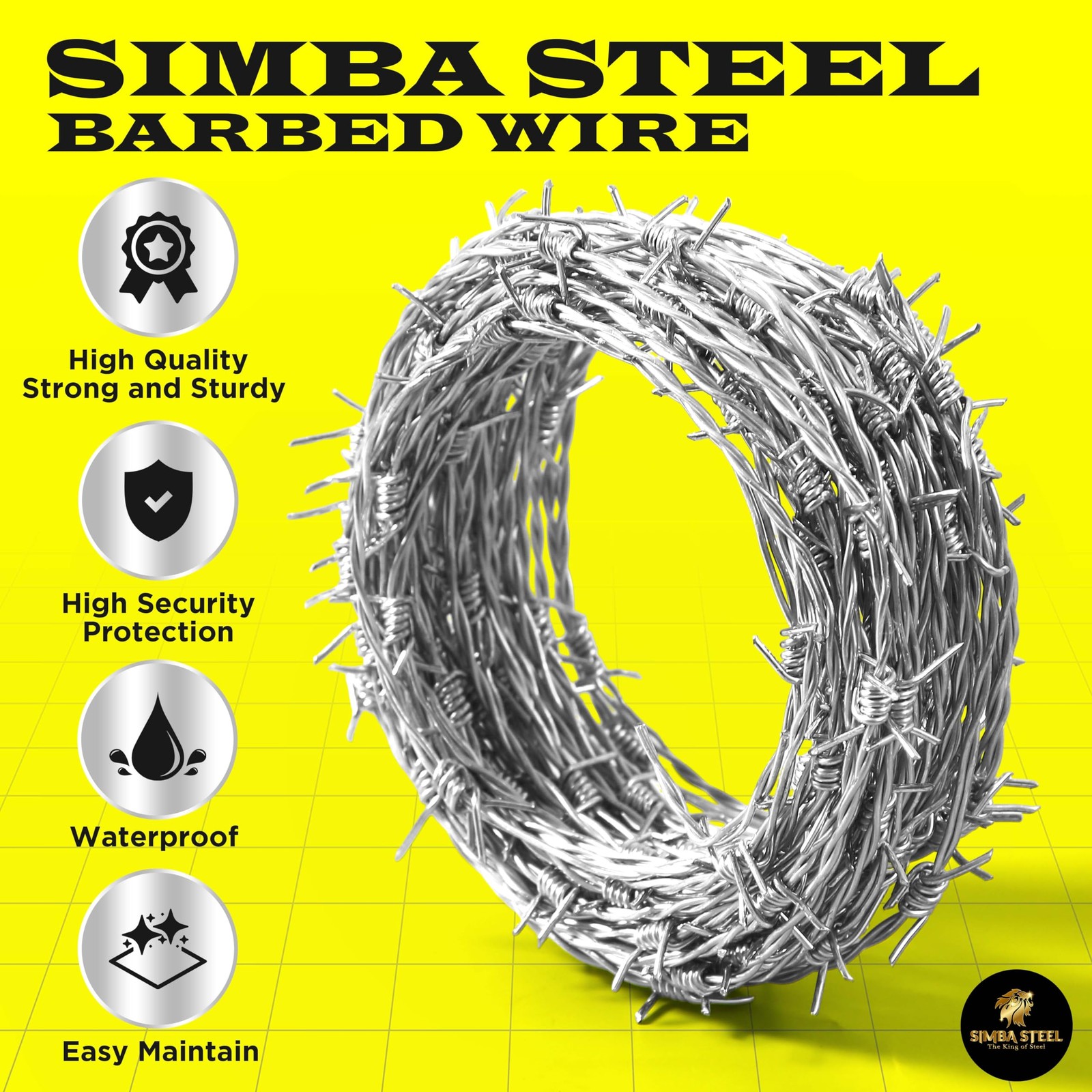 25 FT Roll of Real Barbed Wire Fence | 4 Point | 16 Gauge 25 FT, Silver