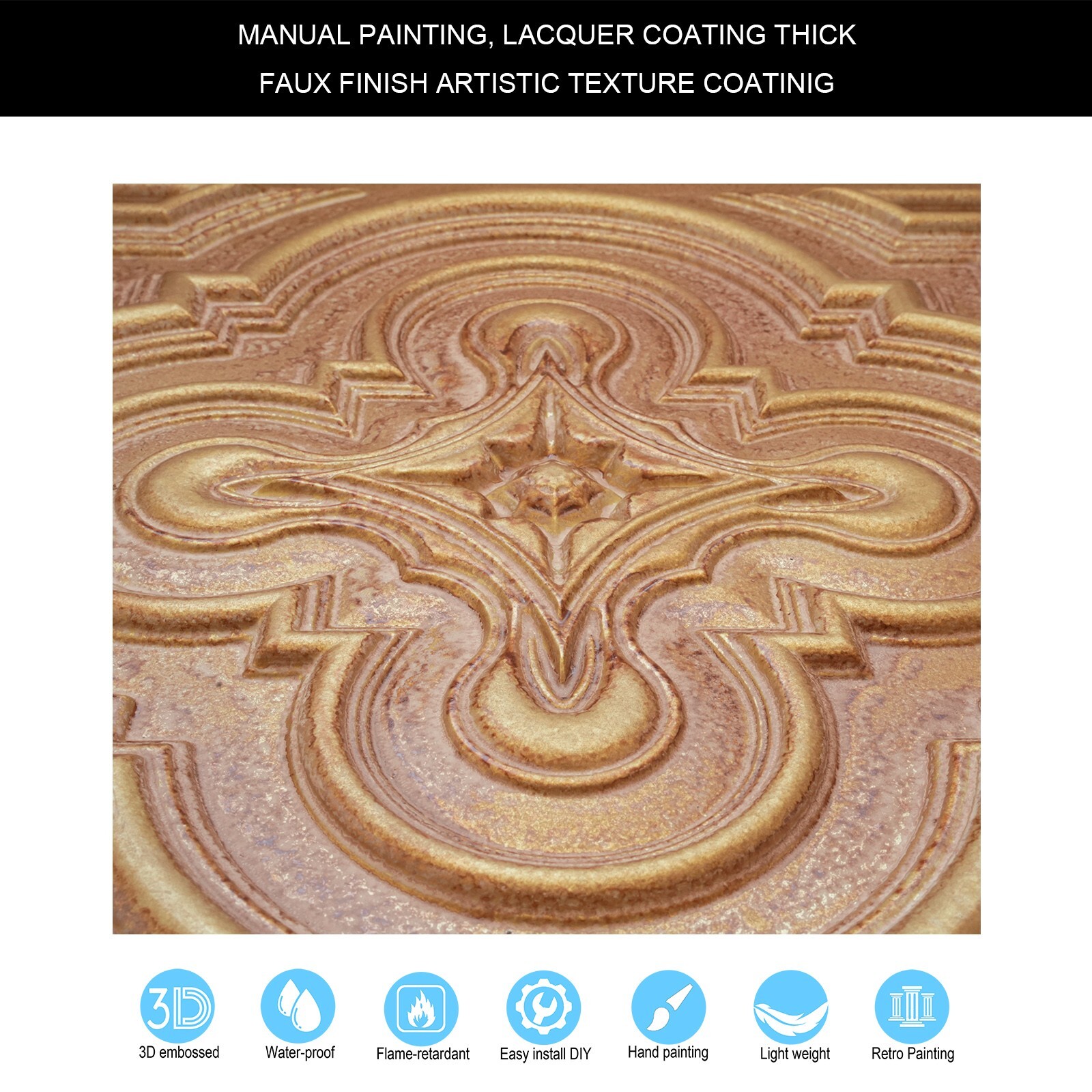 Wainscoting Decorative Wall Panels 24″x24″ PVC PL36 Vintage brown gold 10pcs