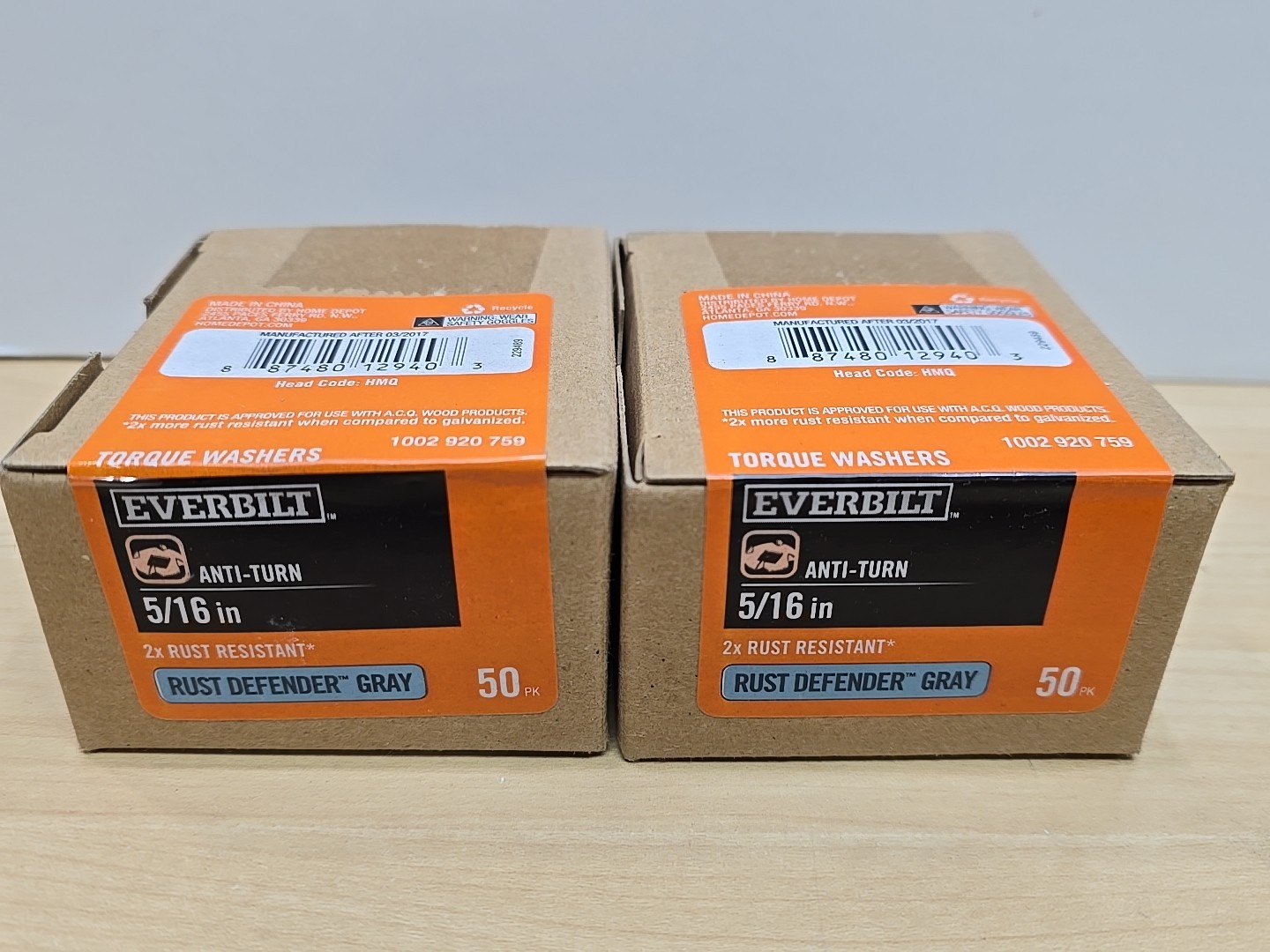 2 x 50pk EVERBILT 5/16 in 5/16″ Rust Defender Gray Torque Washer Anti-Turn HMP