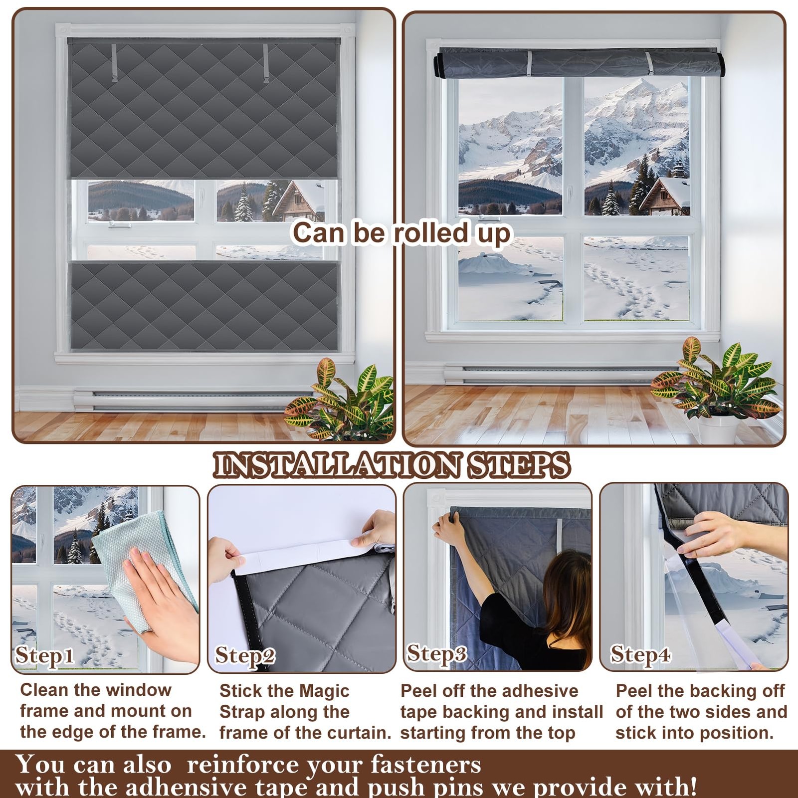 Visible Thermal Window Insulation Kit for Winter, Winterizing 63″x39″, Gray