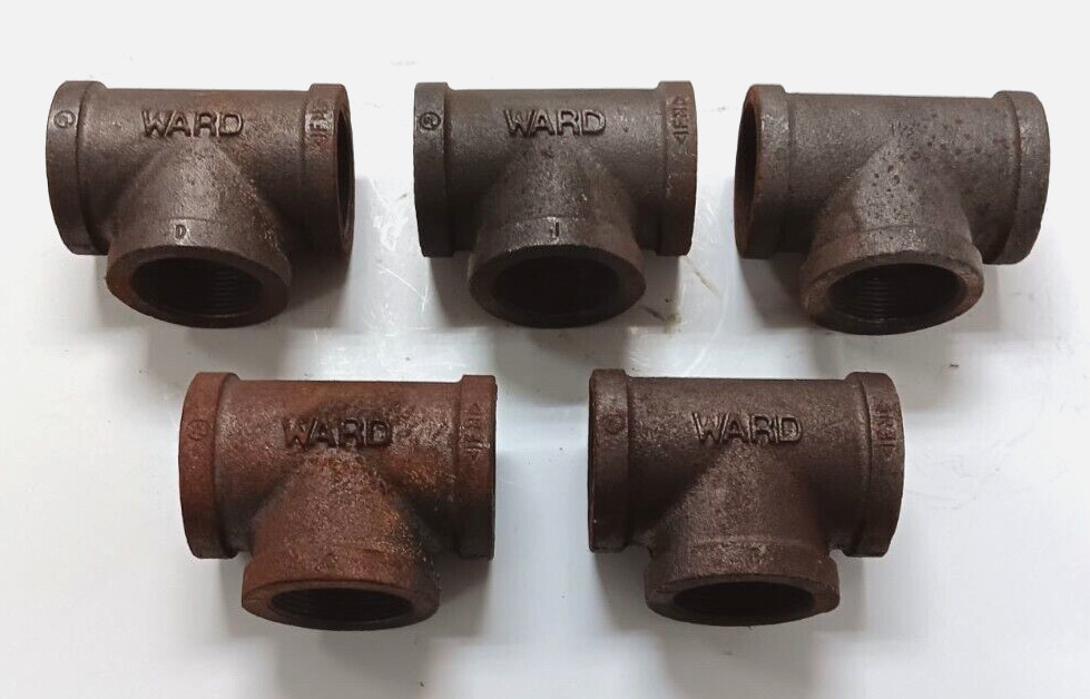 *LOT OF 5* WARD MALLEABLE IRON TEE FITTINGS 1-1/2″ NPT