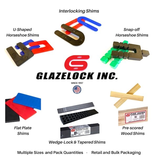 GLAZELOCK FS02 1/8″, 2″ x 4″ Plastic Flat Plate Shims Red 600pc/box (50 sheets