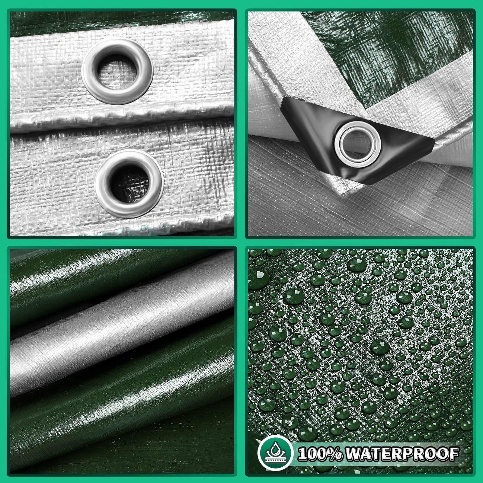 Extra Heavy Duty Tarp 12×16 Ft, 16 Mil Thick Waterproof Poly Tarps Cover UV R…